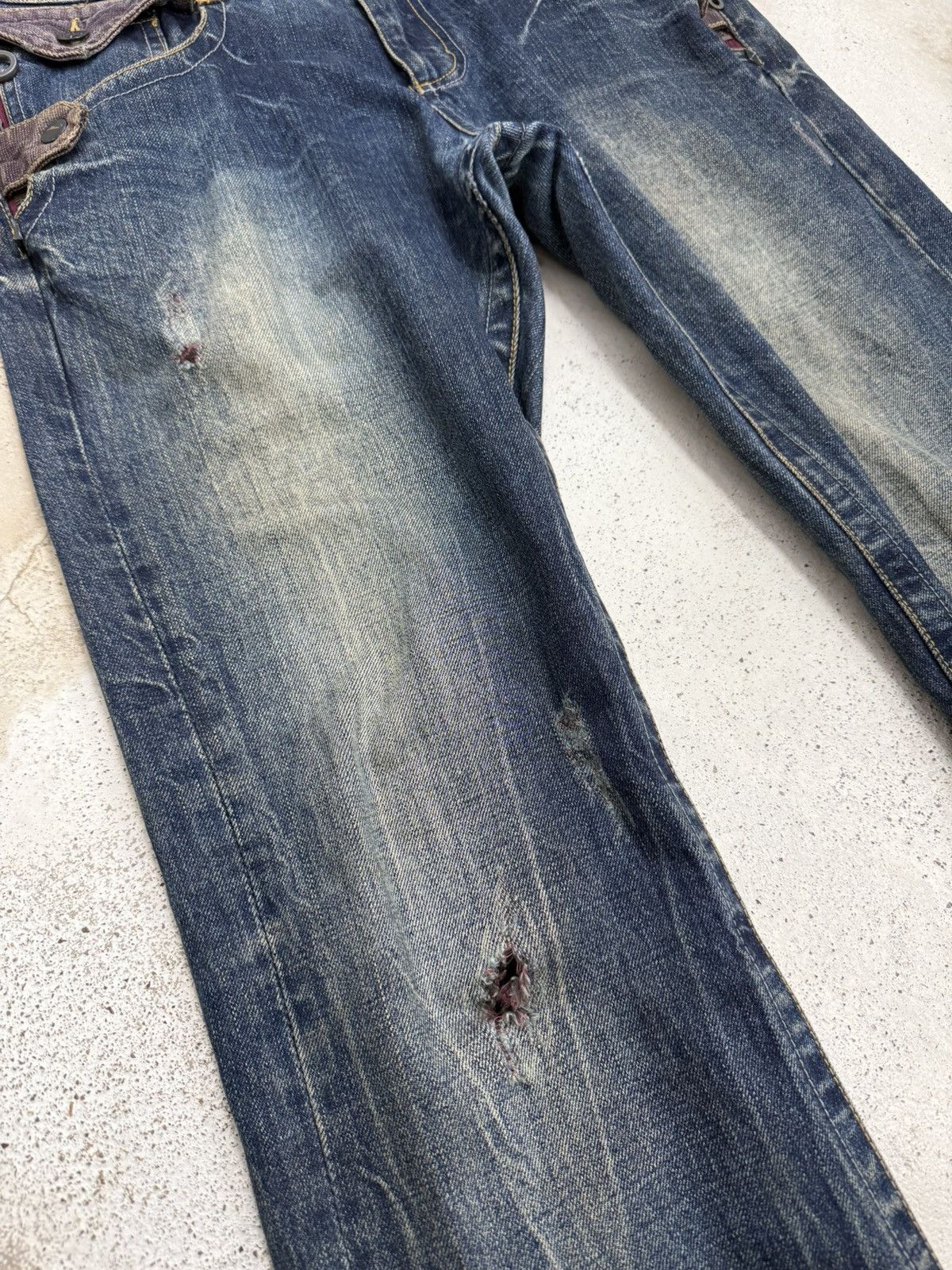 semanticdesign Semanticdesign Japanese Mudwash Studded Flare Denim Pants Size US 35 - 6 Thumbnail