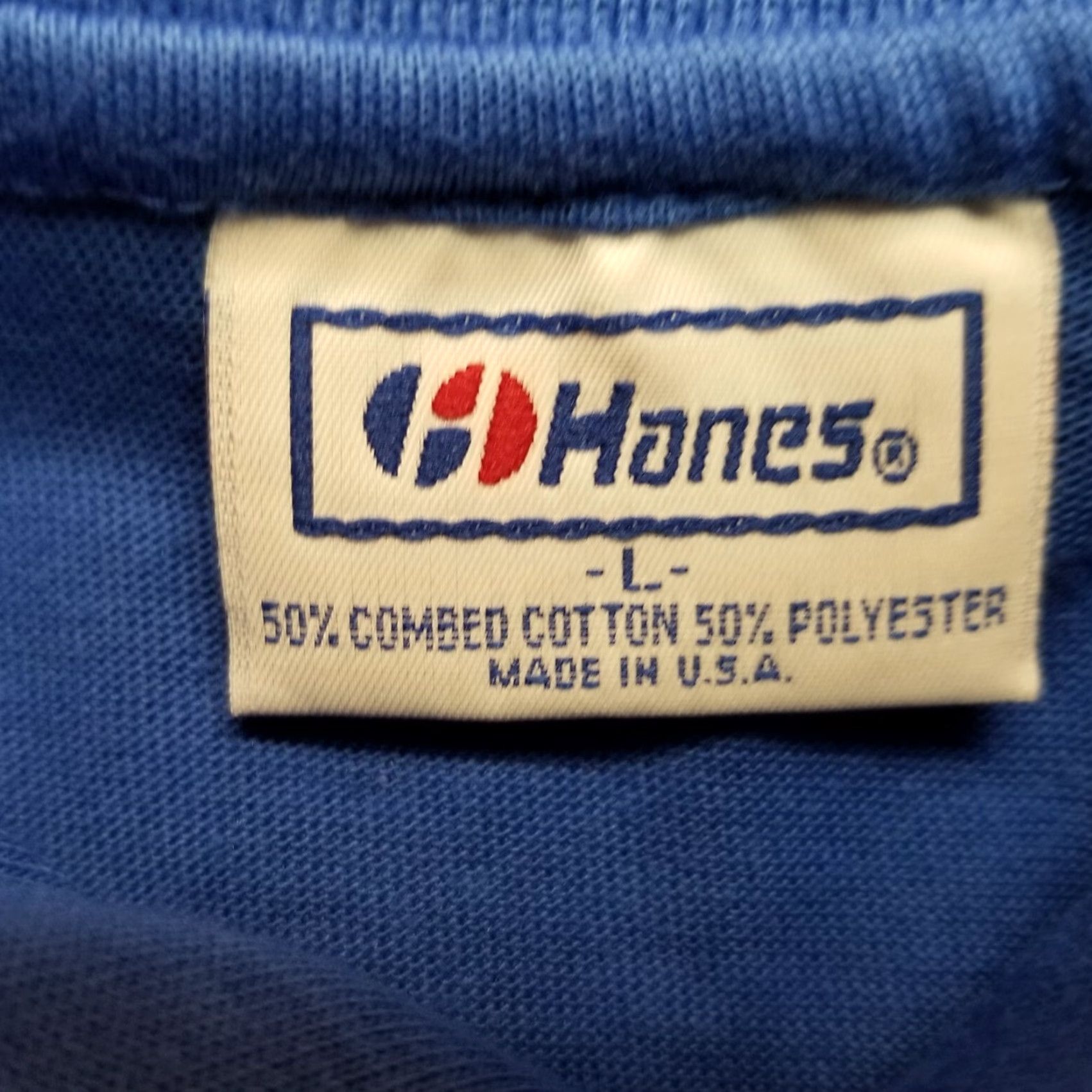 Hanes VINTAGE Hanes Shirt Mens L Blue 90s Polo Short Sleeve Sign Pro Employee Size US L / EU 52-54 / 3 - 3 Thumbnail