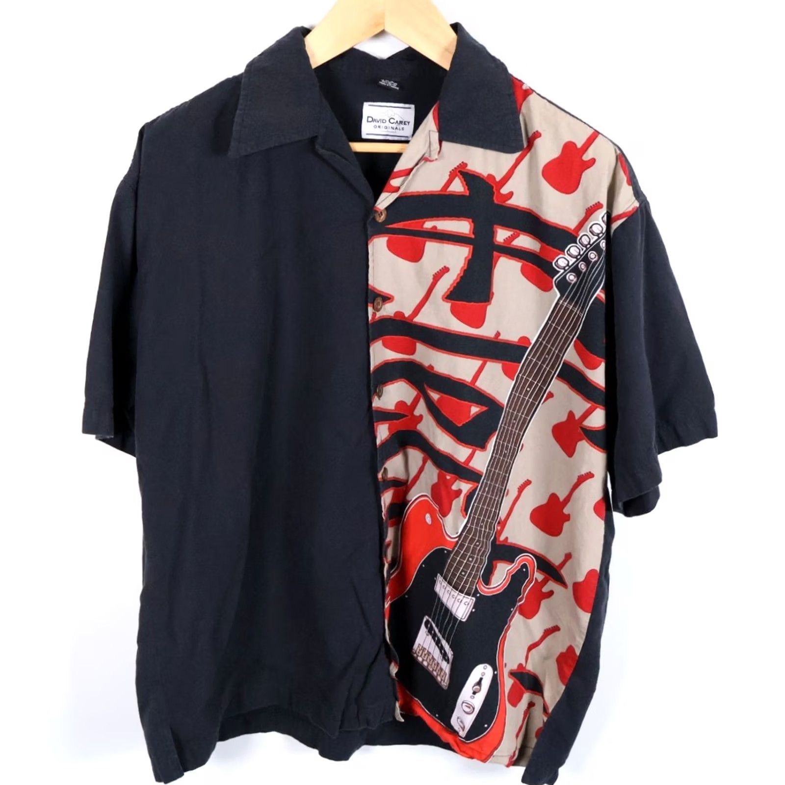 Vintage VINTAGE David Carey Shirt Men's XL Rayon Cotton Blend Camp Collar VTG 90s Geometric Black Short Sleeve Button-Up Spread Collar Size US XL / EU 56 / 4 - 2 Thumbnail