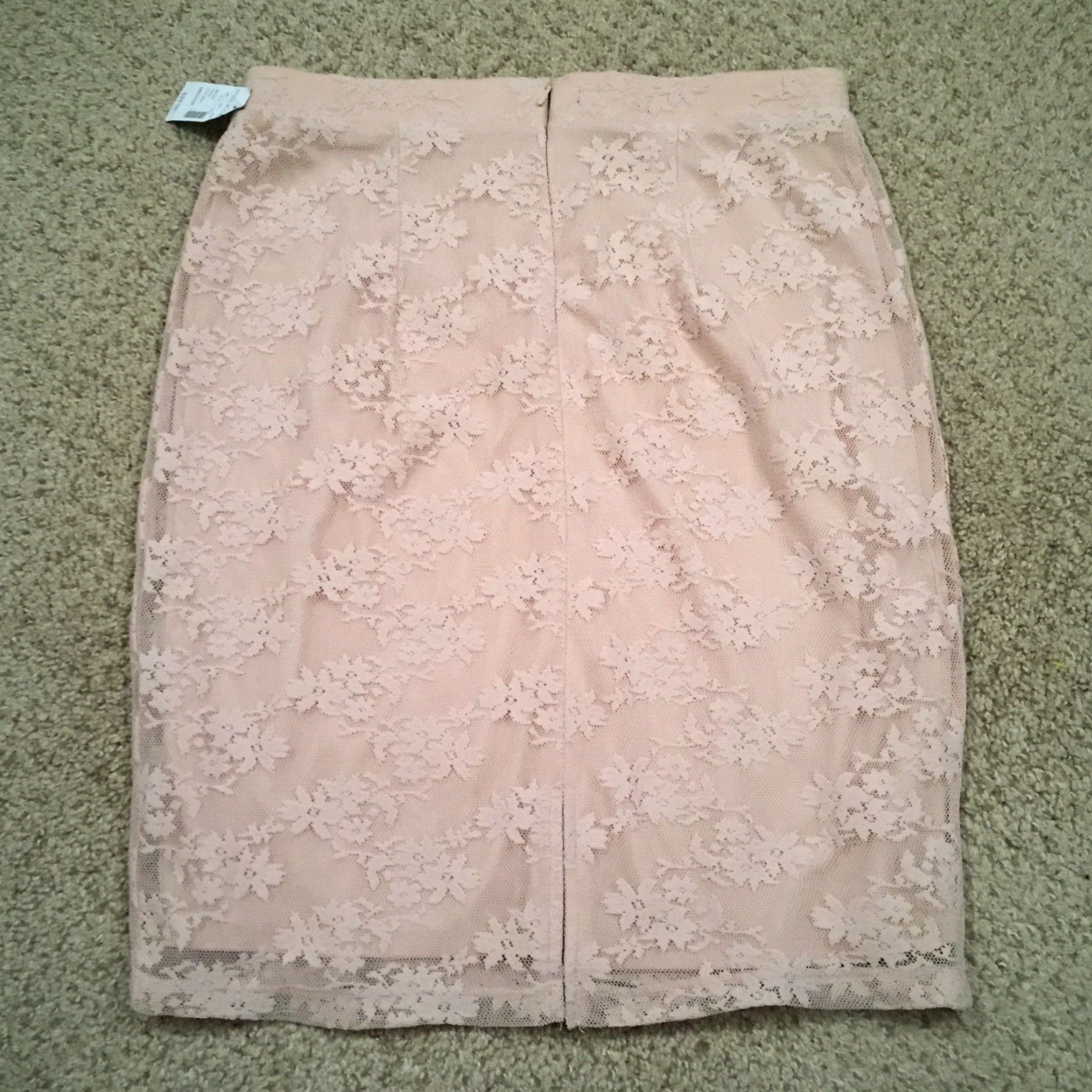 Vintage Maurices Skirt Regular Medium Pink Floral Lace Knee Length Lined Slit Zip Size 32" / US 10 / IT 46 - 6 Thumbnail