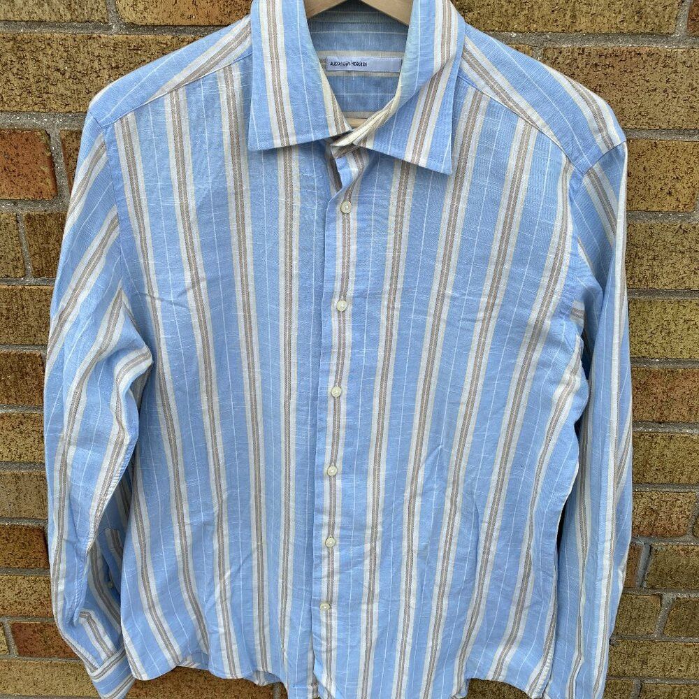 Alexander McQueen × Vintage RARE Alexander McQueen Striped Button Up Dress Shirt Large Size US L / EU 52-54 / 3 - 4 Thumbnail