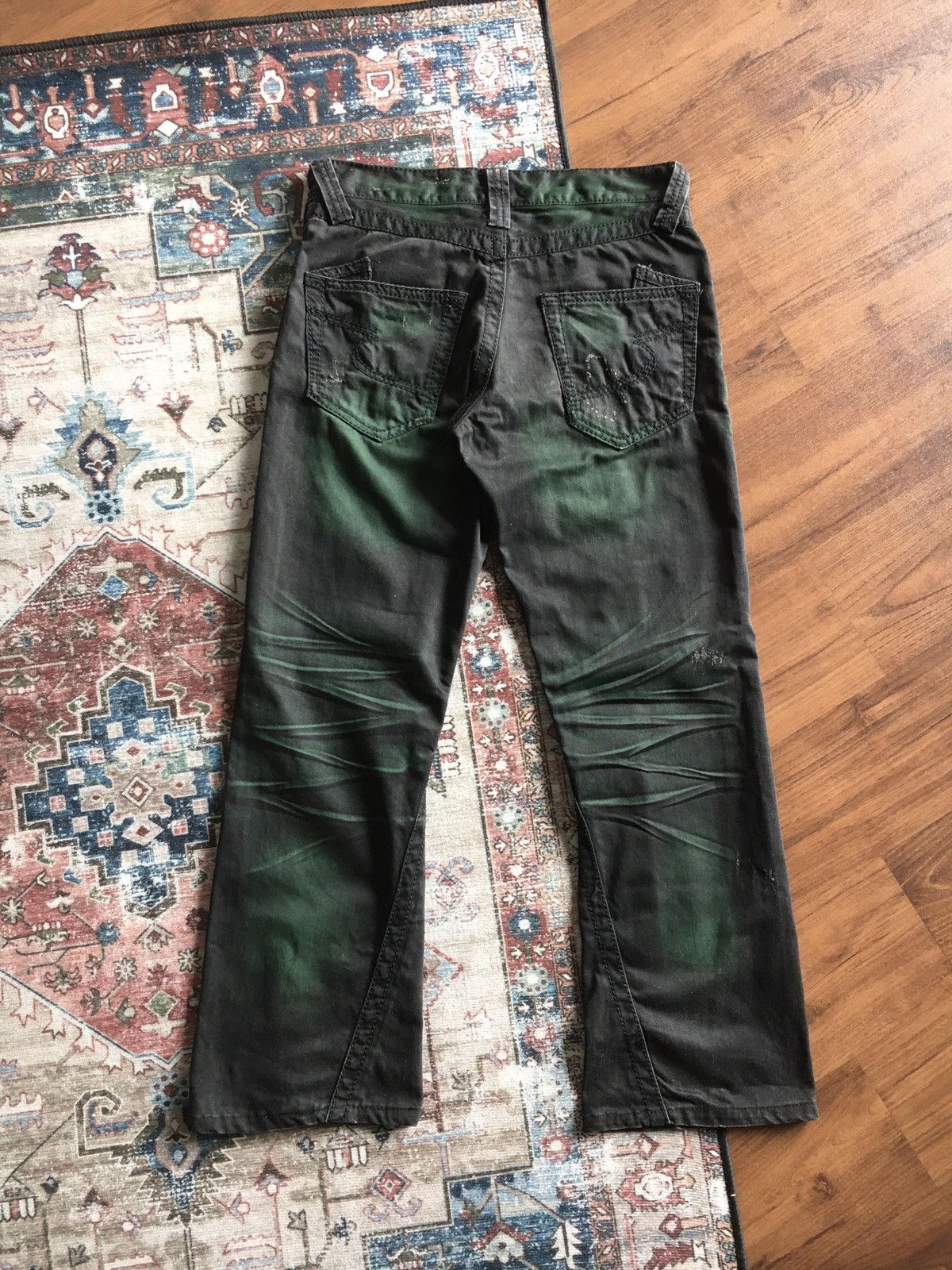 If Six Was Nine × Tornado Mart × semanticdesign Semantic Design Spiral Cut Denim Jeans Green Washed Size US 30 / EU 46 - 2 Thumbnail
