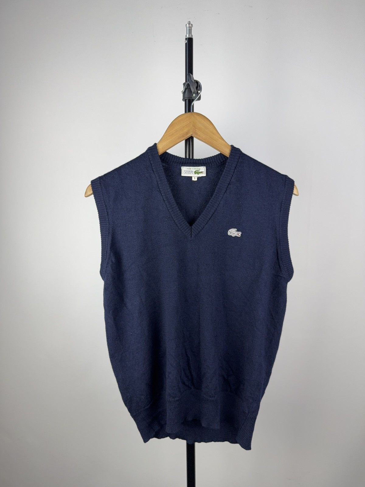 Lacoste × Vintage Vintage Lacoste Wool Sweater Vest Navy Blue Made in France Size US S / EU 44-46 / 1 - 1 Thumbnail