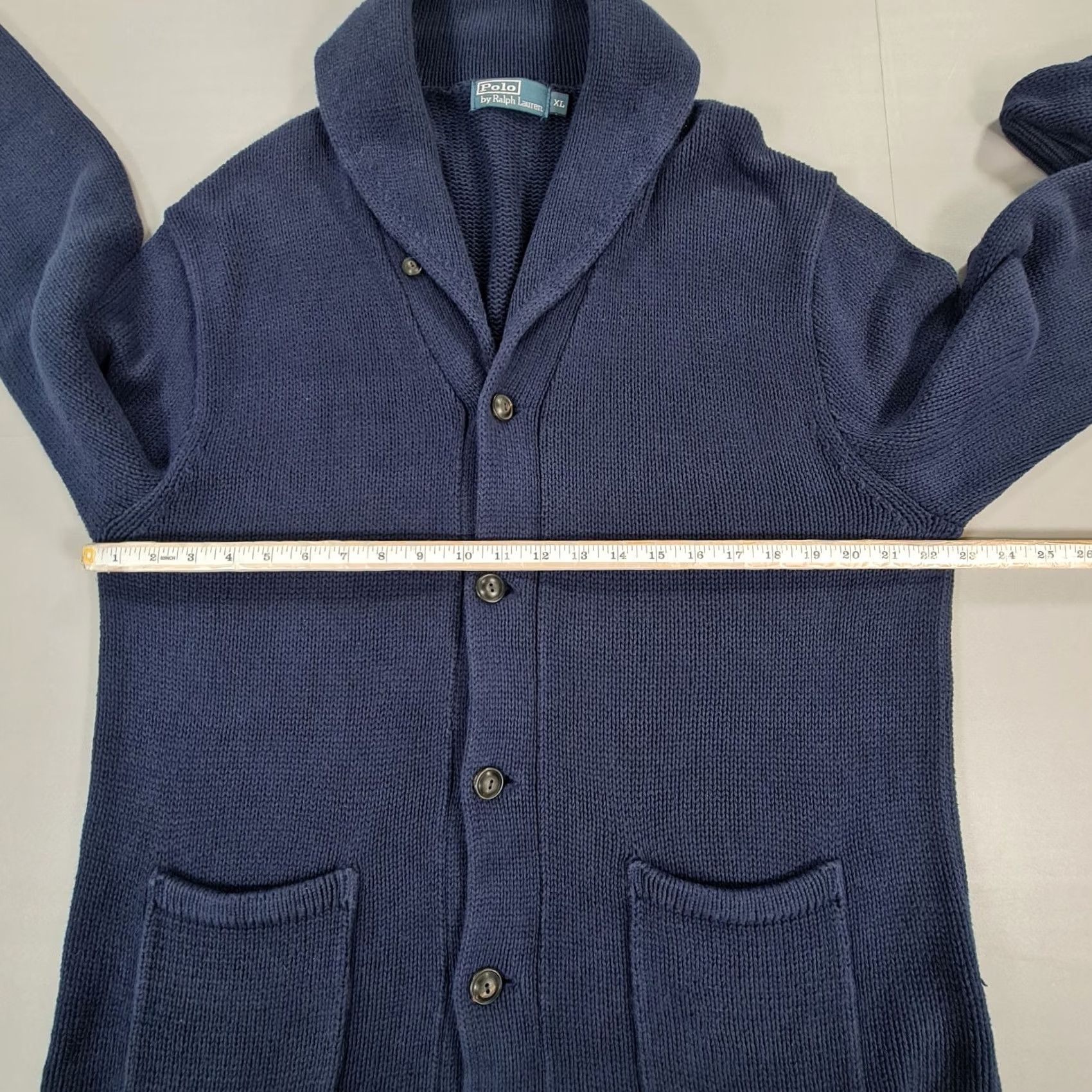 Polo Ralph Lauren Polo Ralph Lauren Cardigan Mens Navy Blue XL Shawl Neck Heavyweight Cotton Jumper Pockets Size US XL / EU 56 / 4 - 5 Thumbnail