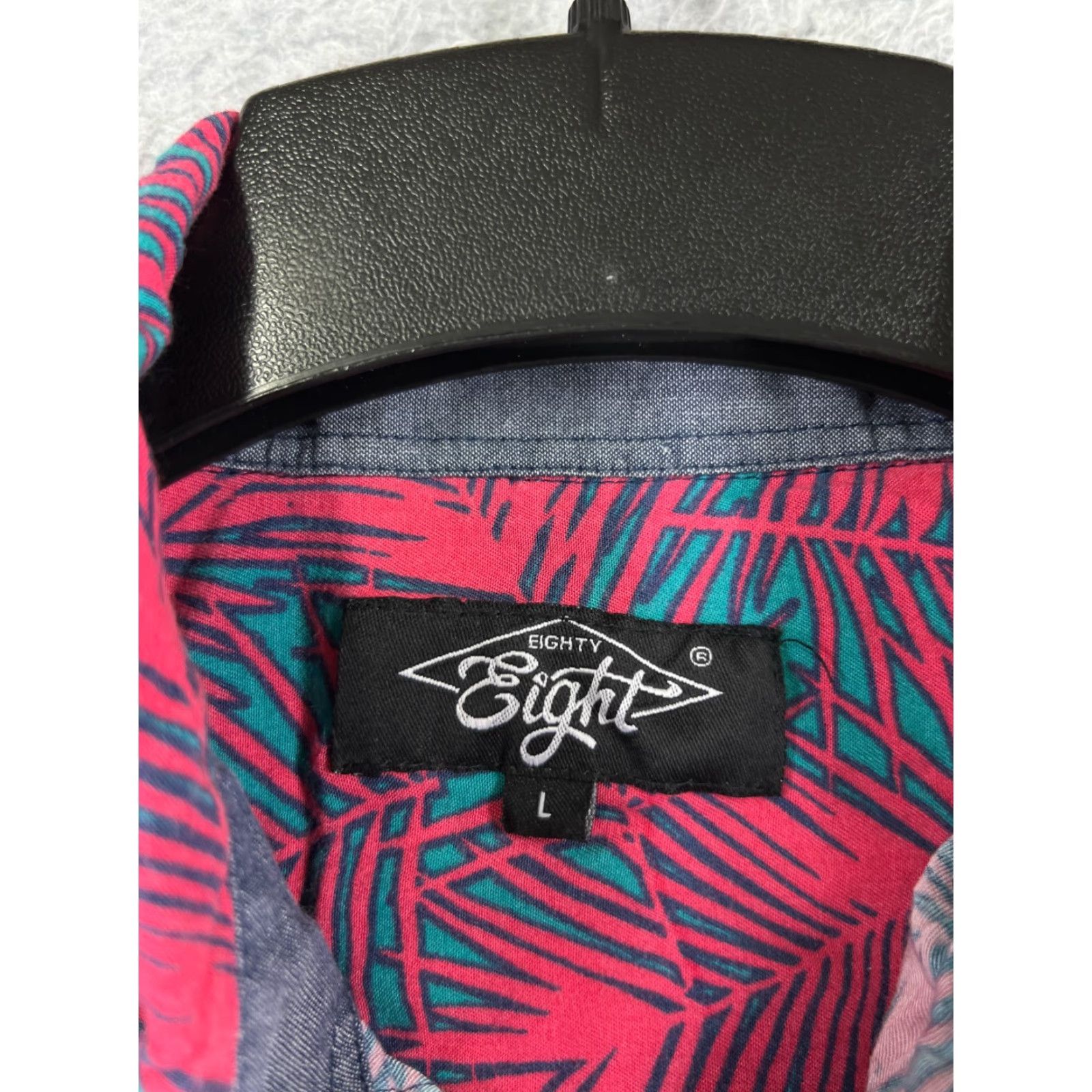 Vintage Eighty Eight Shirt Men Adult Large Pink Green Palm All Over Print Button Up Viscose Floral Short Sleeve Casual Shirt Size US L / EU 52-54 / 3 - 7 Thumbnail