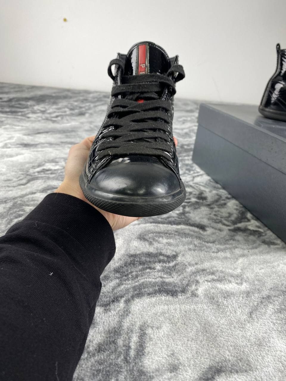 Prada Prada High Top Leather Sneaker Size US 8 / IT 38 - 4 Thumbnail