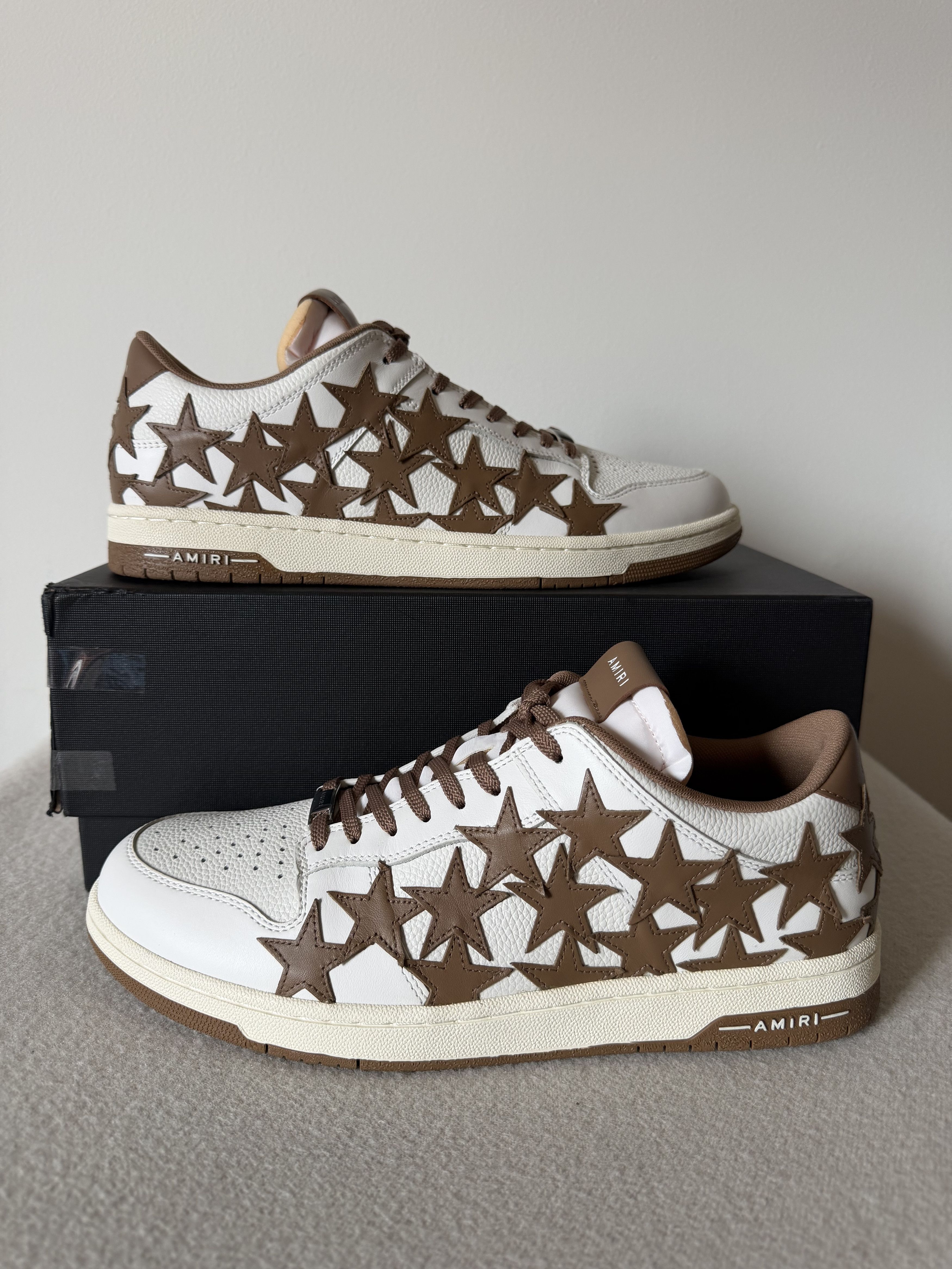 Amiri Amiri Stars Low Sneakers in White Brown Size US 12 / EU 45 - 2 Thumbnail