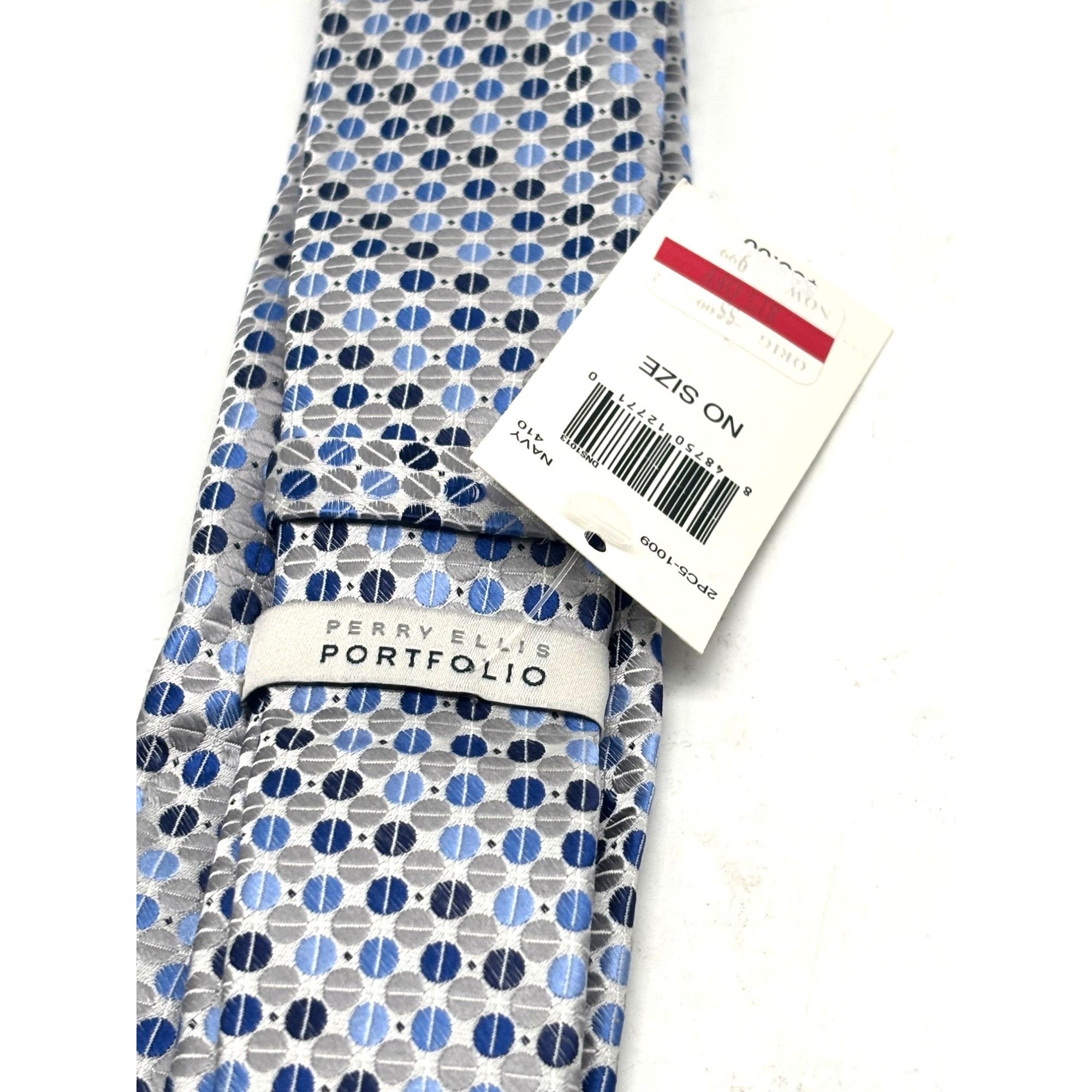 Perry Ellis Perry Ellis Portfolio Geometric Pattern Silk Necktie, Navy, Size ONE SIZE - 6 Thumbnail