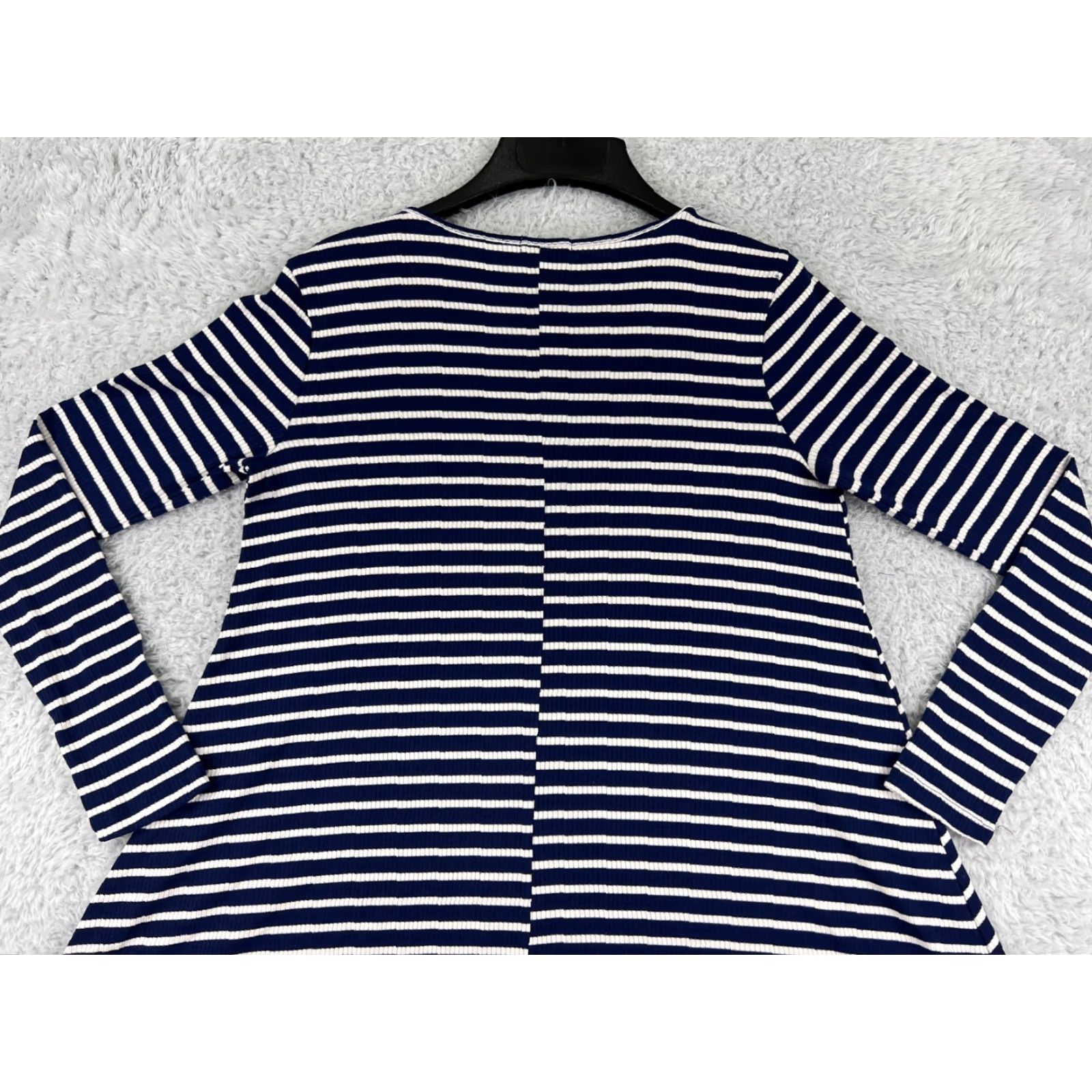 Vintage LA made Dress Womens Mini Striped Blue White Long Sleeve Polyester Blend Dress Size M / US 6-8 / IT 42-44 - 6 Thumbnail