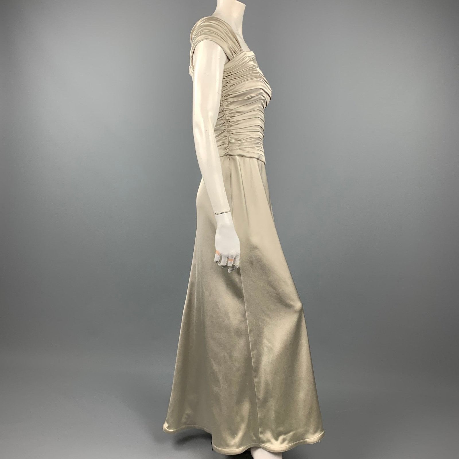 Other TADASHI Size 4 Silver Satin Acetate Blend Ruched Gown Size S / US 4 / IT 40 - 3 Thumbnail