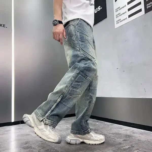 VIBE Streetwear Design Straight Pattern Zipper Jeans Pants Size US 30 / EU 46 - 4 Thumbnail