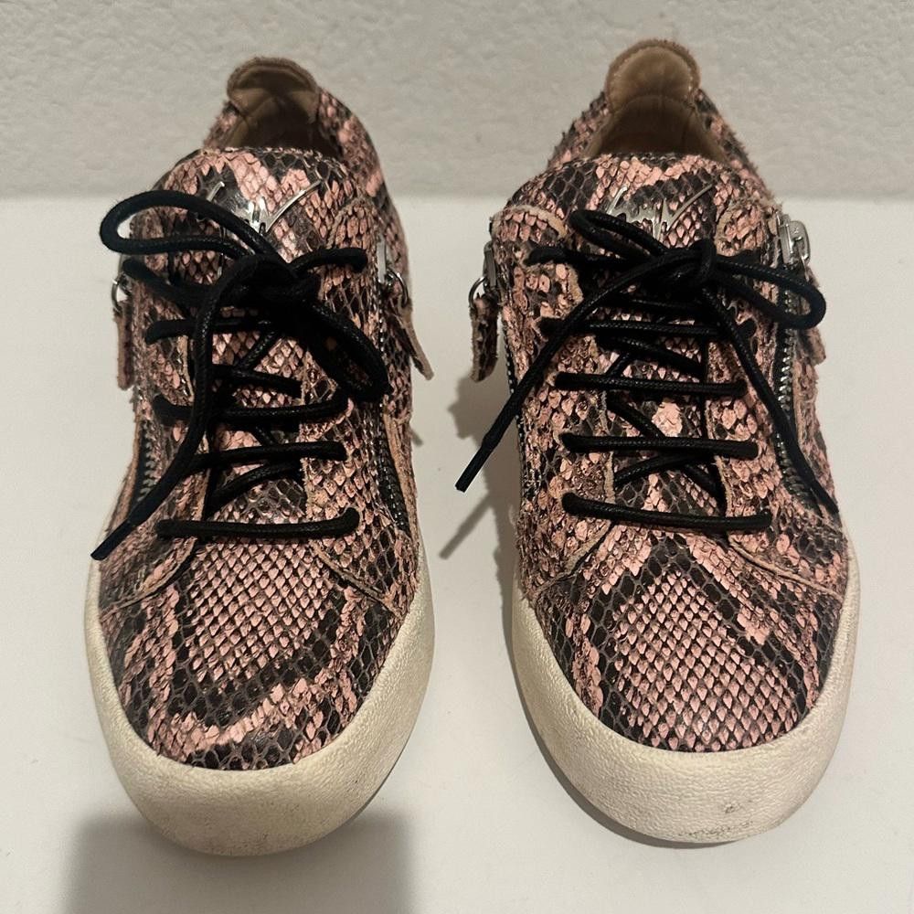 Giuseppe Zanotti Giuseppe Zanotti Leather Sneaker Rose Pink Snake Print EU 38 Size US 7 / IT 37 - 3 Thumbnail