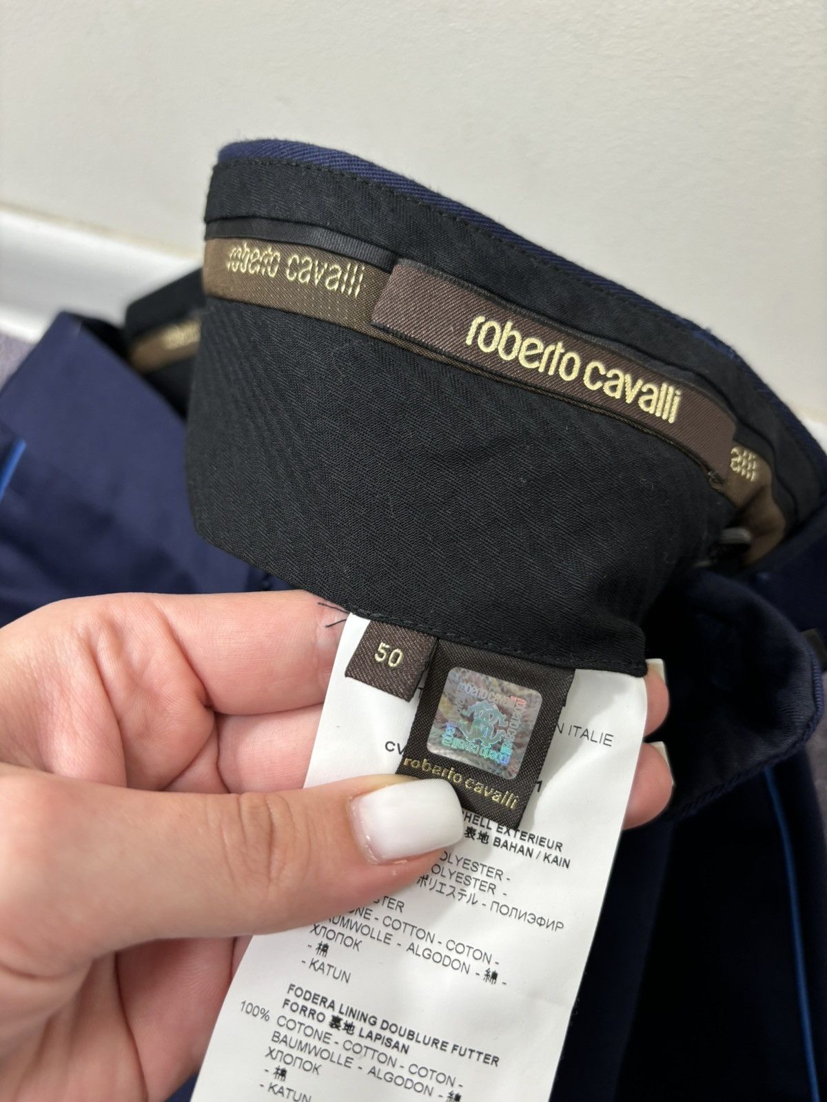 Roberto Cavalli Roberto Cavalli Men’s Navy Blue Luxury Dress Pants Trousers Size US 34 / EU 50 - 11 Thumbnail