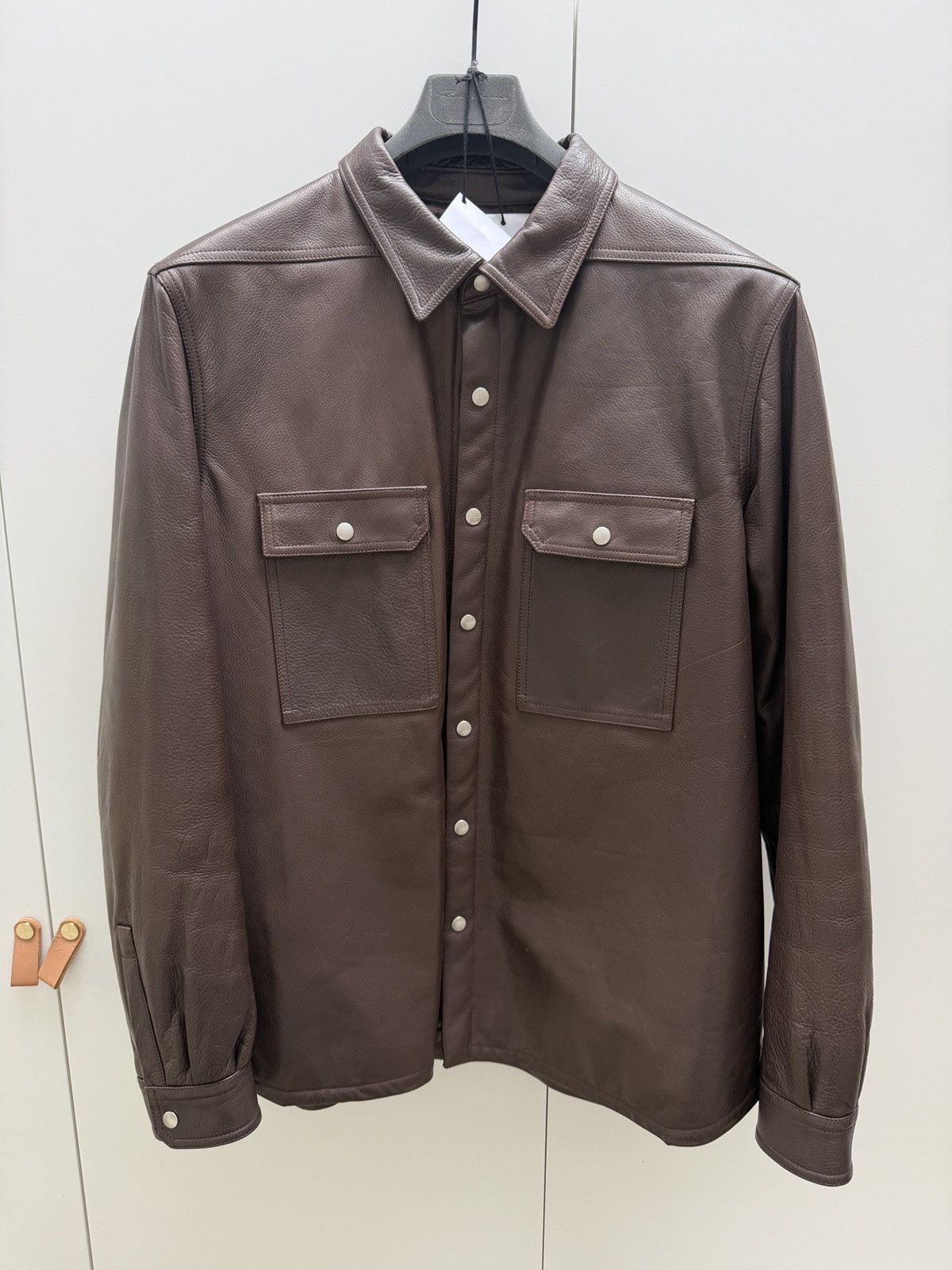 Rick Owens PADDED CALF LEATHER OUTERSHIRT Size US XL / EU 56 / 4 - 2 Thumbnail