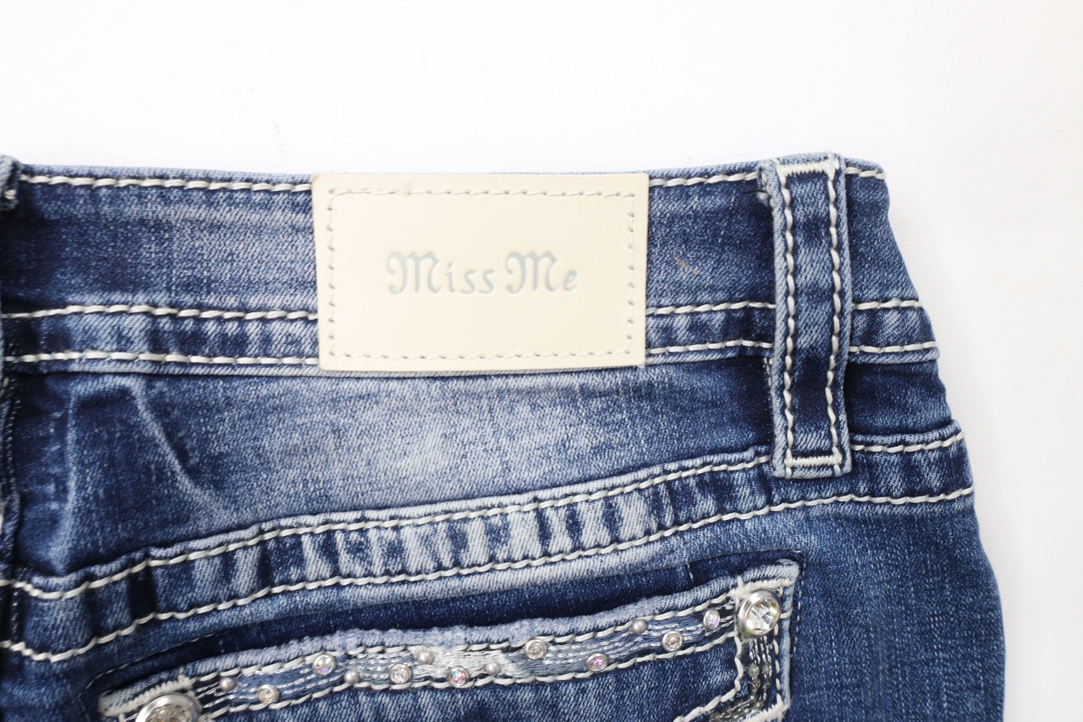 Miss Me × Vintage Miss Me Jeweled Sequin Mid Rise Straight Leg Denim Jeans Size 28" / US 6 / IT 42 - 12 Thumbnail