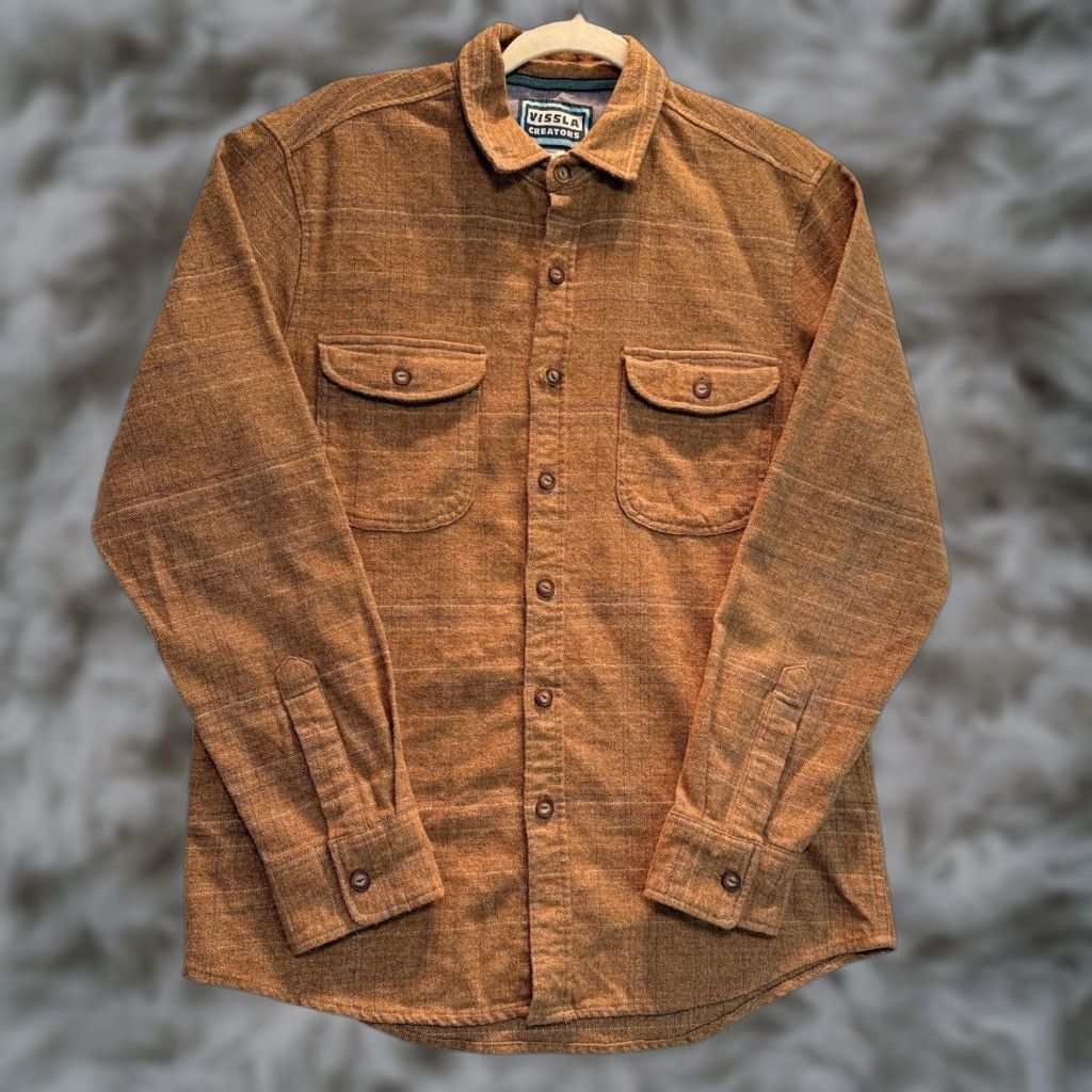 Vissla Vissla Creators Shirt Mens Small Brown Norte Flannel Organic Cotton Button Up Size US S / EU 44-46 / 1 - 1 Thumbnail