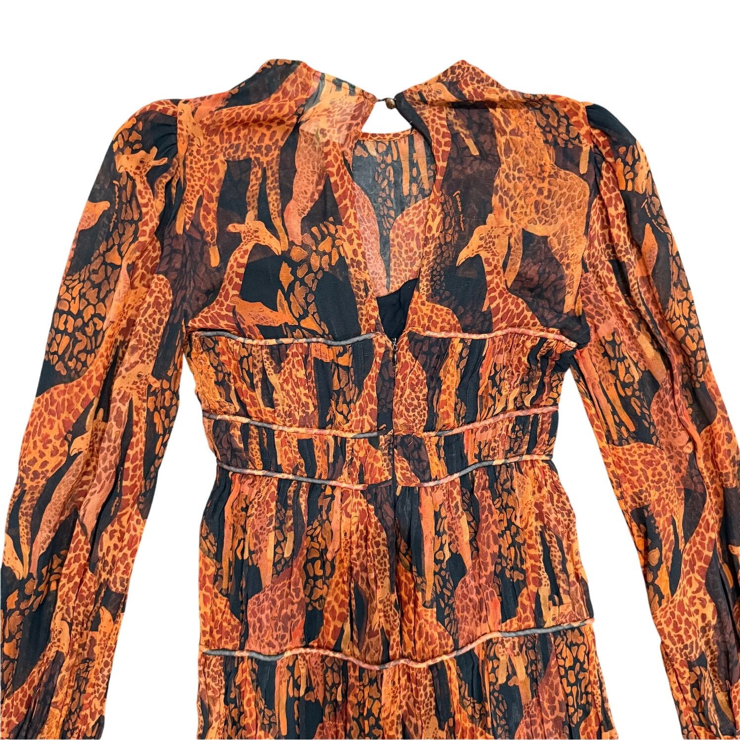 Farm Rio FARM Rio Giraffes Puff Sleeve Maxi Dress Brown Multi Size XS Size XS / US 0-2 / IT 36-38 - 9 Thumbnail