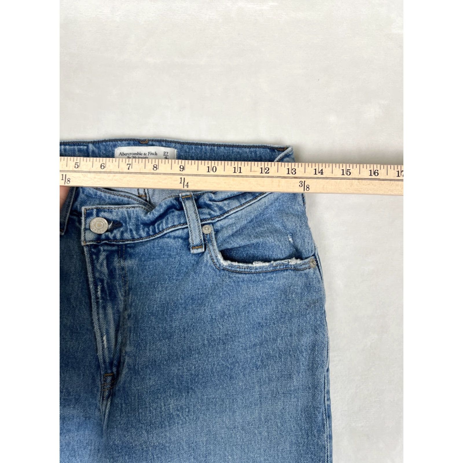 Abercrombie & Fitch Abercrombie & Fitch 90s Straight Jeans Womens 27 Blue Ultra High Rise Denim Size 27" / US 4 / IT 40 - 3 Thumbnail