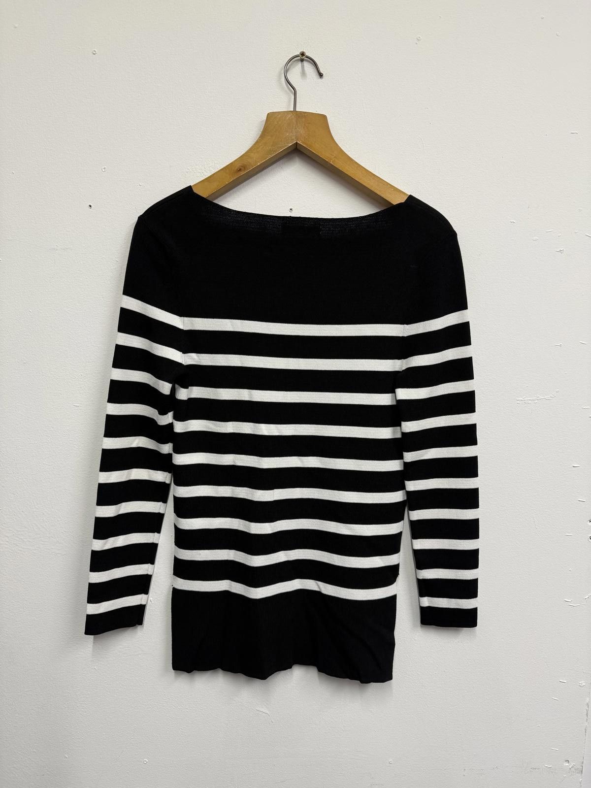 Zara Zara Black and White Knit Striped Long Sleeve Sweater Size M / US 6-8 / IT 42-44 - 2 Thumbnail