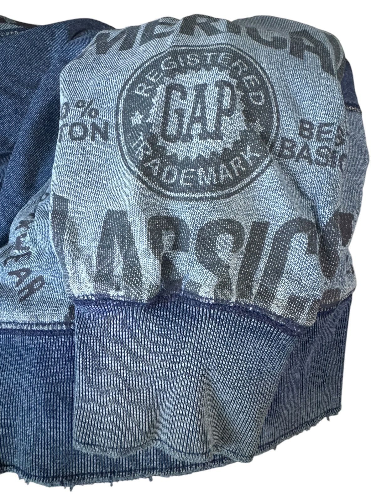 Gap × Vintage VINTAGE GAP INDIGO PATCHWORK SUNFADED DAMAGE SWEATSHIRT Y2K Size US L / EU 52-54 / 3 - 15 Thumbnail