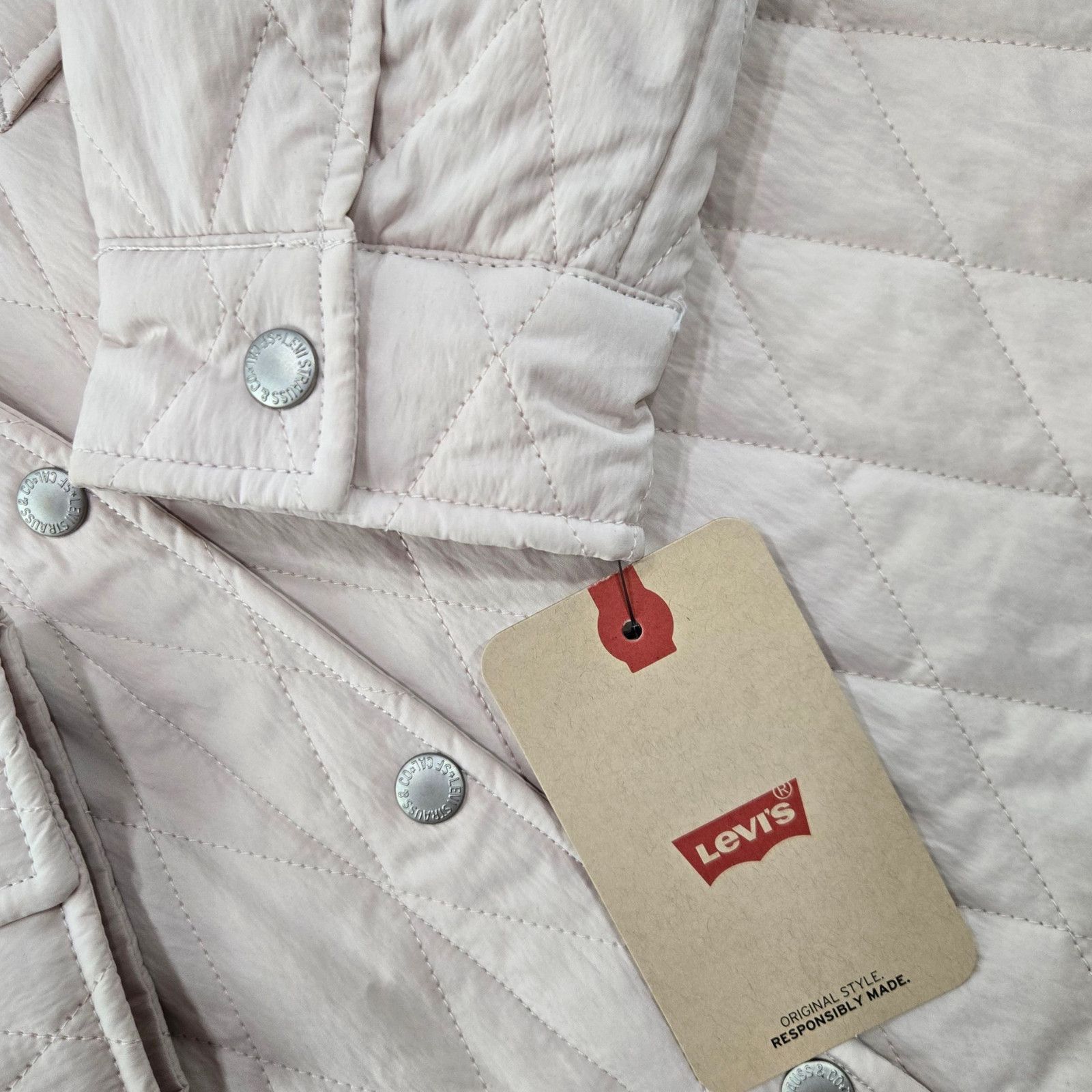 Levi's Levi’s Pastel Pink Quilted Shirt Jacket Shacket Size Medium Size M / US 6-8 / IT 42-44 - 5 Thumbnail