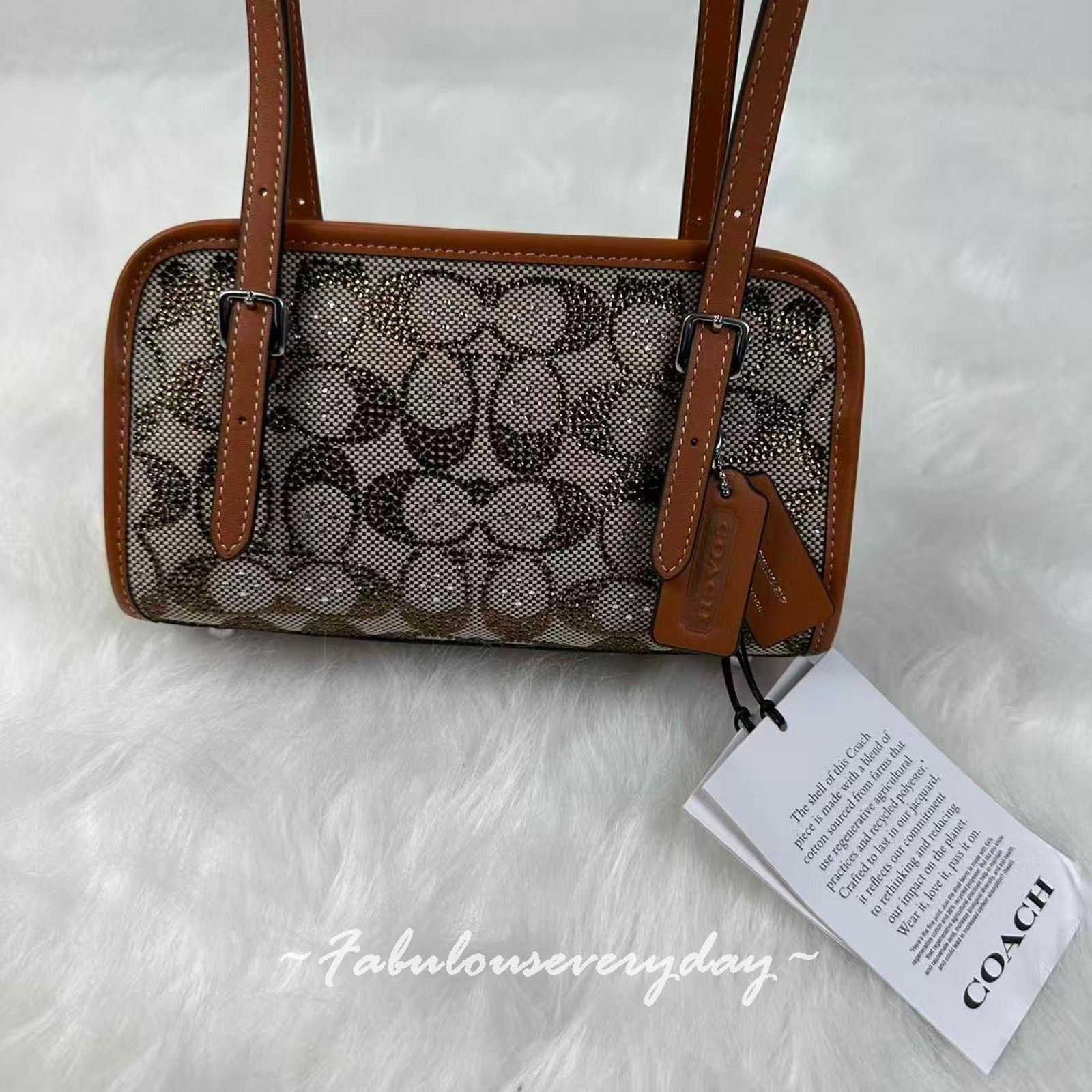 Coach Coach Swing 20 Crystal Sig Jacquard Silver/Burnished Amber Size ONE SIZE - 5 Thumbnail