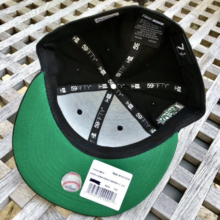 New Era Oakland Athletics A's Blackout Pop New Era 59FIFTY Hat 7 1/2 Size ONE SIZE - 6 Thumbnail