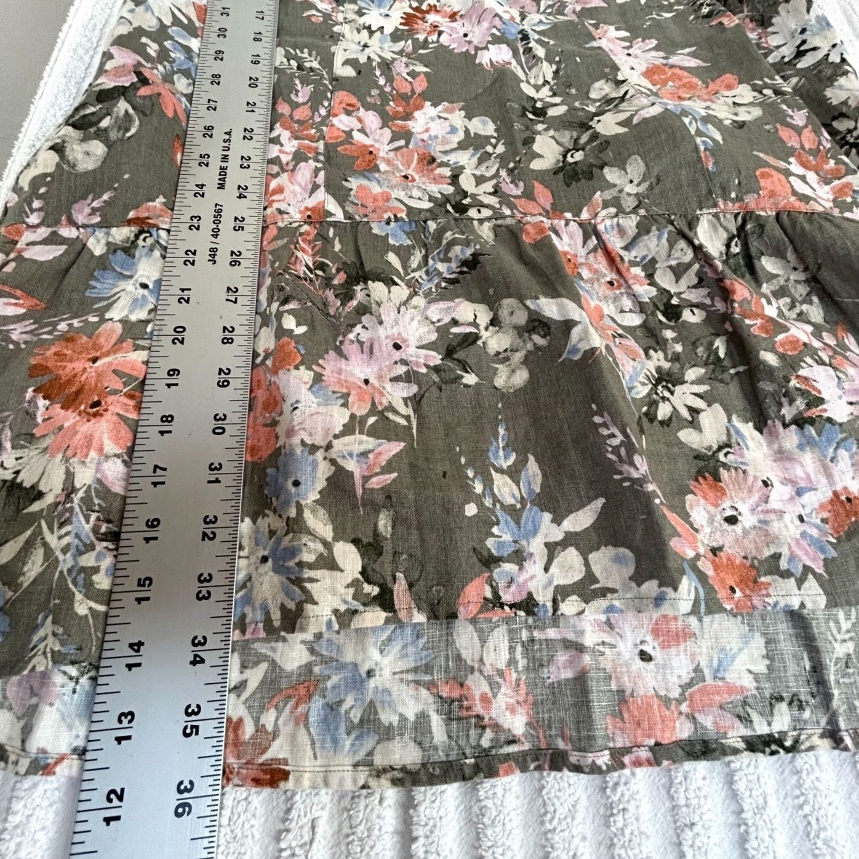 J. Jill J.Jill Love Linen Caraway Floral Dress Small Petite Green 3/4 Sleeve A-Line Womens) Size S / US 4 / IT 40 - 8 Thumbnail