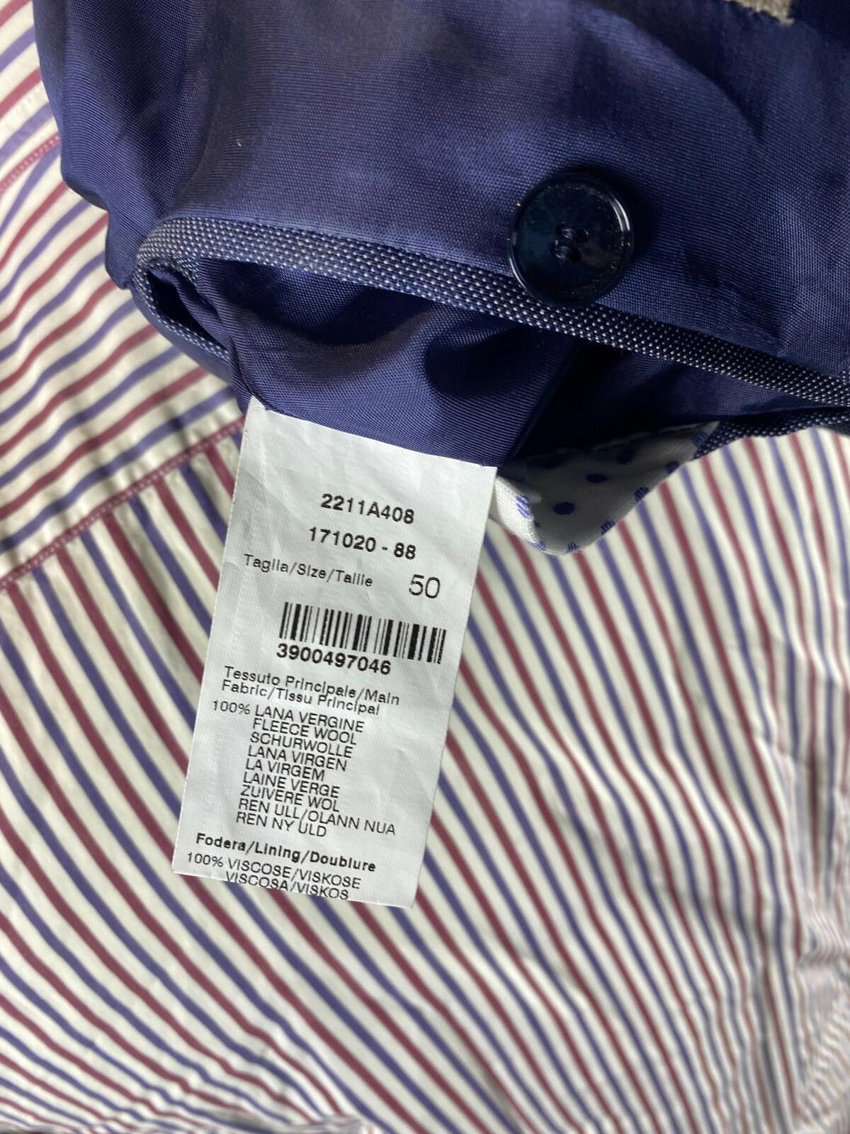 Paoloni Men Paoloni Blue Wool Two Button Sport Coat Balzer Size 50 Size 40R - 10 Thumbnail