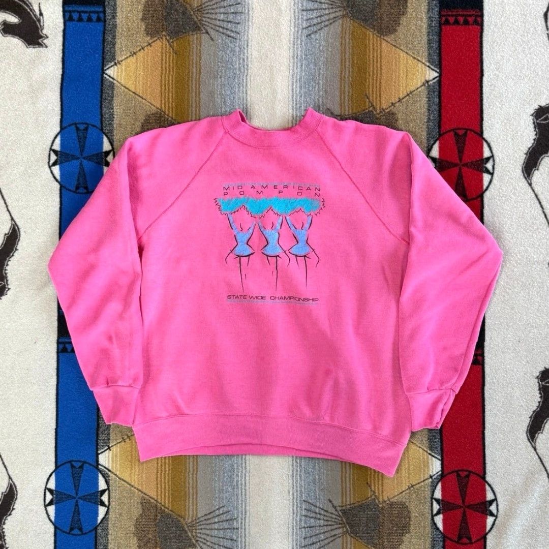 Pinko VINTAGE Bassett-Walker Sweatshirt Crew Neck Pink Womens XL Cheerleading Pom Pon 80s 90s Size XL / US 12-14 / IT 48-50 - 2 Thumbnail