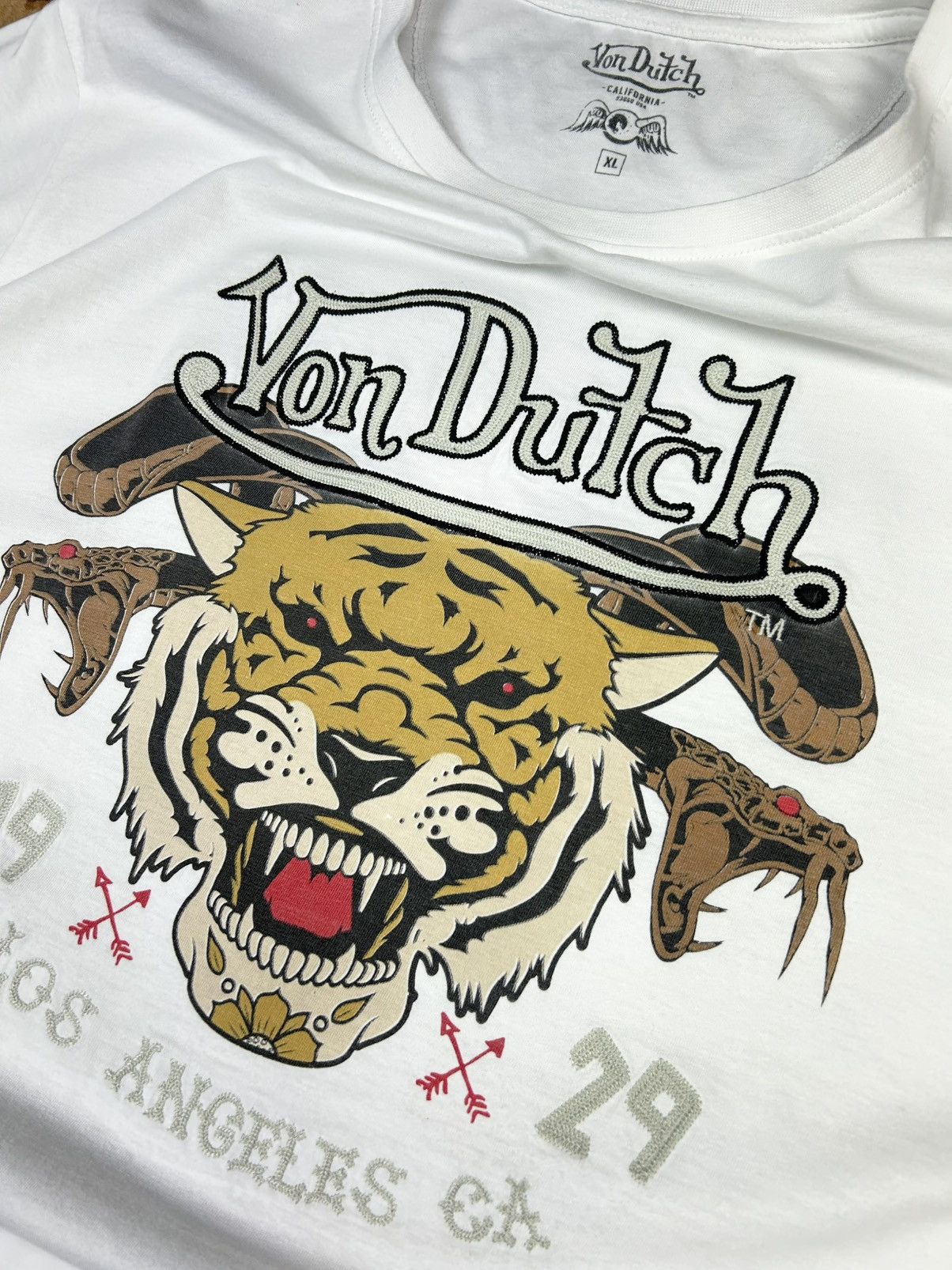 Ed Hardy × Vintage × Von Dutch Rare Von Dutch tee Tiger Embroidered Logo Vintage Y2K Size US XL / EU 56 / 4 - 5 Thumbnail