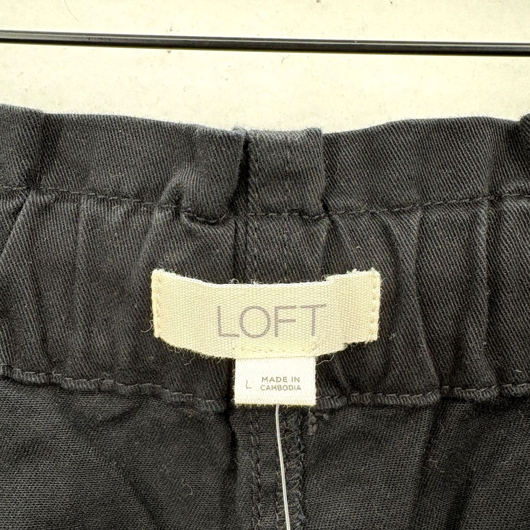 Loft LOFT Pants Womens Large Black Pull On Jogger Ankle Cotton Stretch Casual Lounge Twill Elastic Waist Pockets Stretch Size 36" / US 14 / IT 50 - 5 Thumbnail