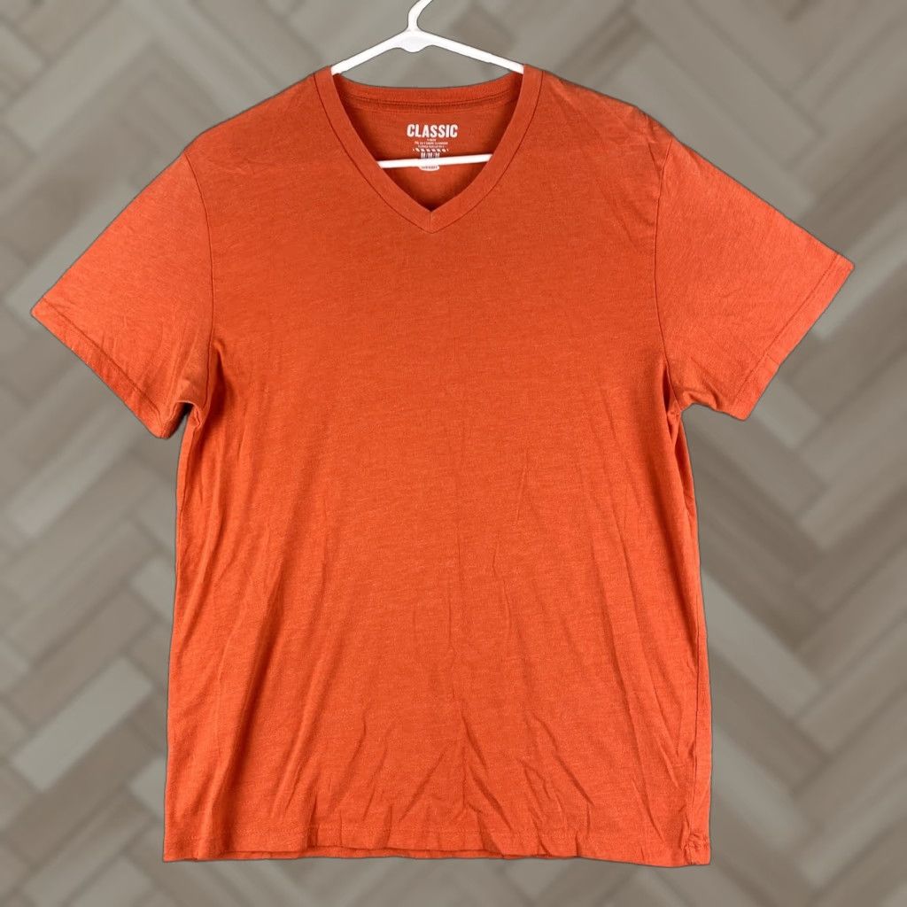 Old Navy Old Navy T-Shirt Women Orange Short Sleeve V-Neck 100% Cotton Size M Adult Womens Basic Shirt 47-24 Size M / US 6-8 / IT 42-44 - 1 Thumbnail