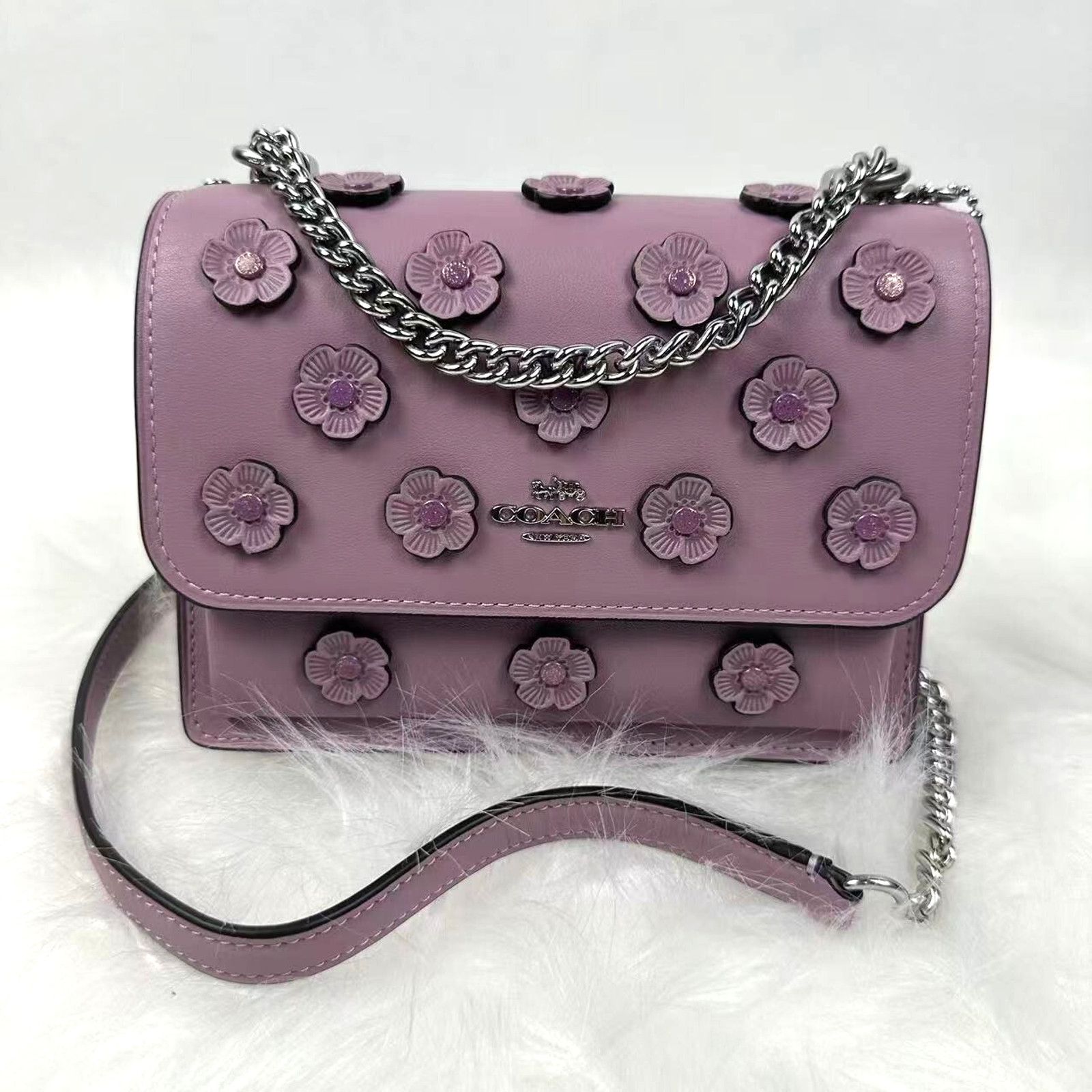 Coach Mini Klare Crossbody Bag Floral Applique Lilac Purple, Women's