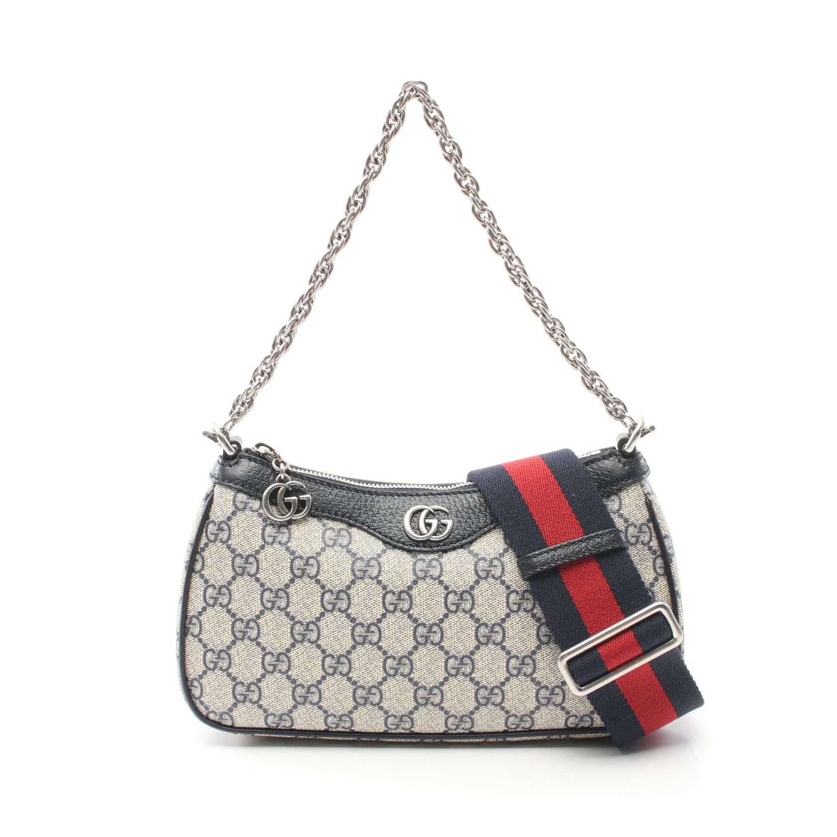 Gucci Gucci Ophidia Small Gg Supreme Handbag Coated Canvas Leather Beige Navy Size ONE SIZE - 1 Thumbnail