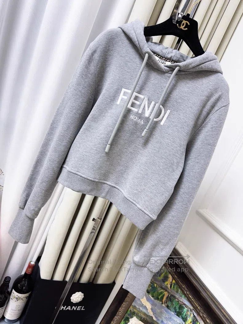 Fendi Fendi Grey letter logo print hooded sweatshirt Size M / US 6-8 / IT 42-44 - 1 Thumbnail