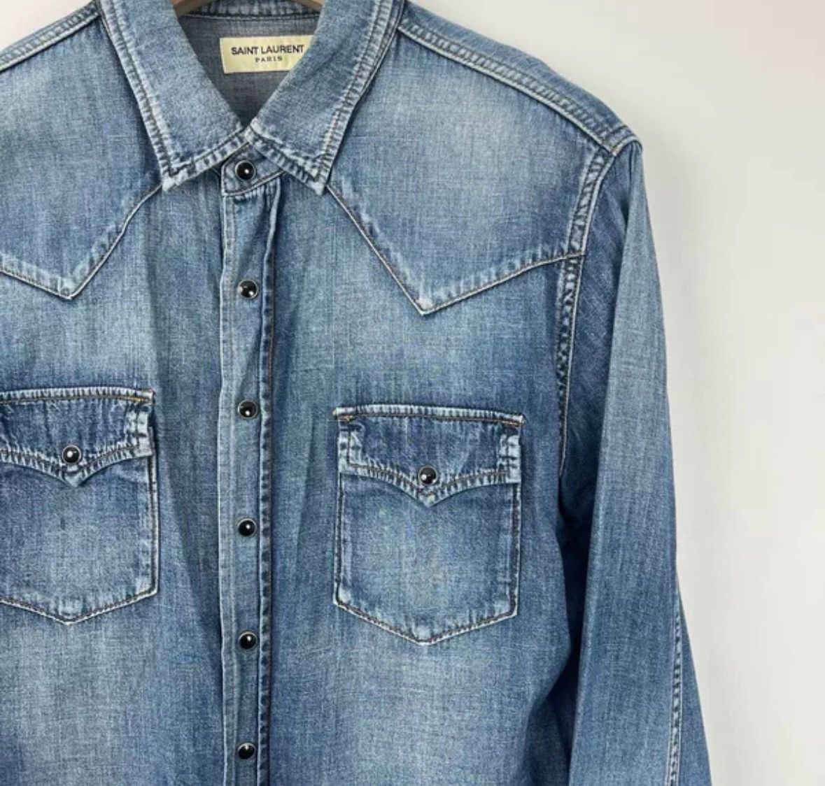 Saint Laurent Paris × Yves Saint Laurent Saint Laurent button down denim shirt 2412-Nextarrow Size US S / EU 44-46 / 1 - 4 Thumbnail