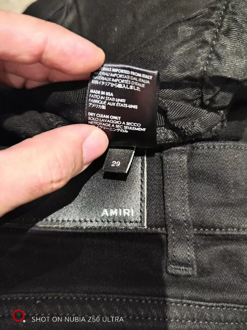 Amiri Amiri 17FW Autumn and Winter Black Patchwork Hole Elastic T Size US 29 - 7 Thumbnail