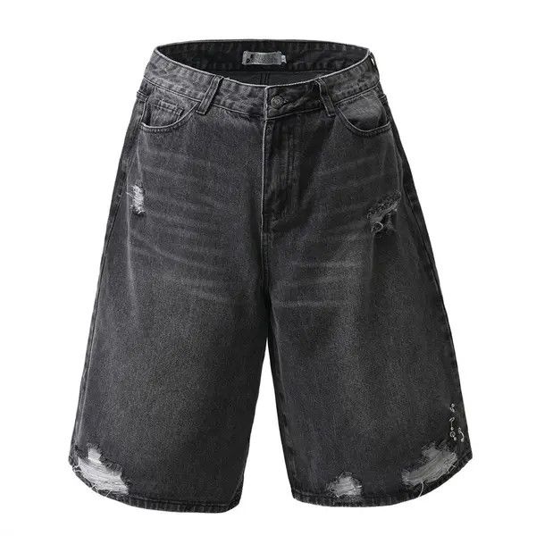 Japanese Brand Washed straight men's metal loose ripped denim shorts y2k Size US 32 / EU 48 - 1 Thumbnail