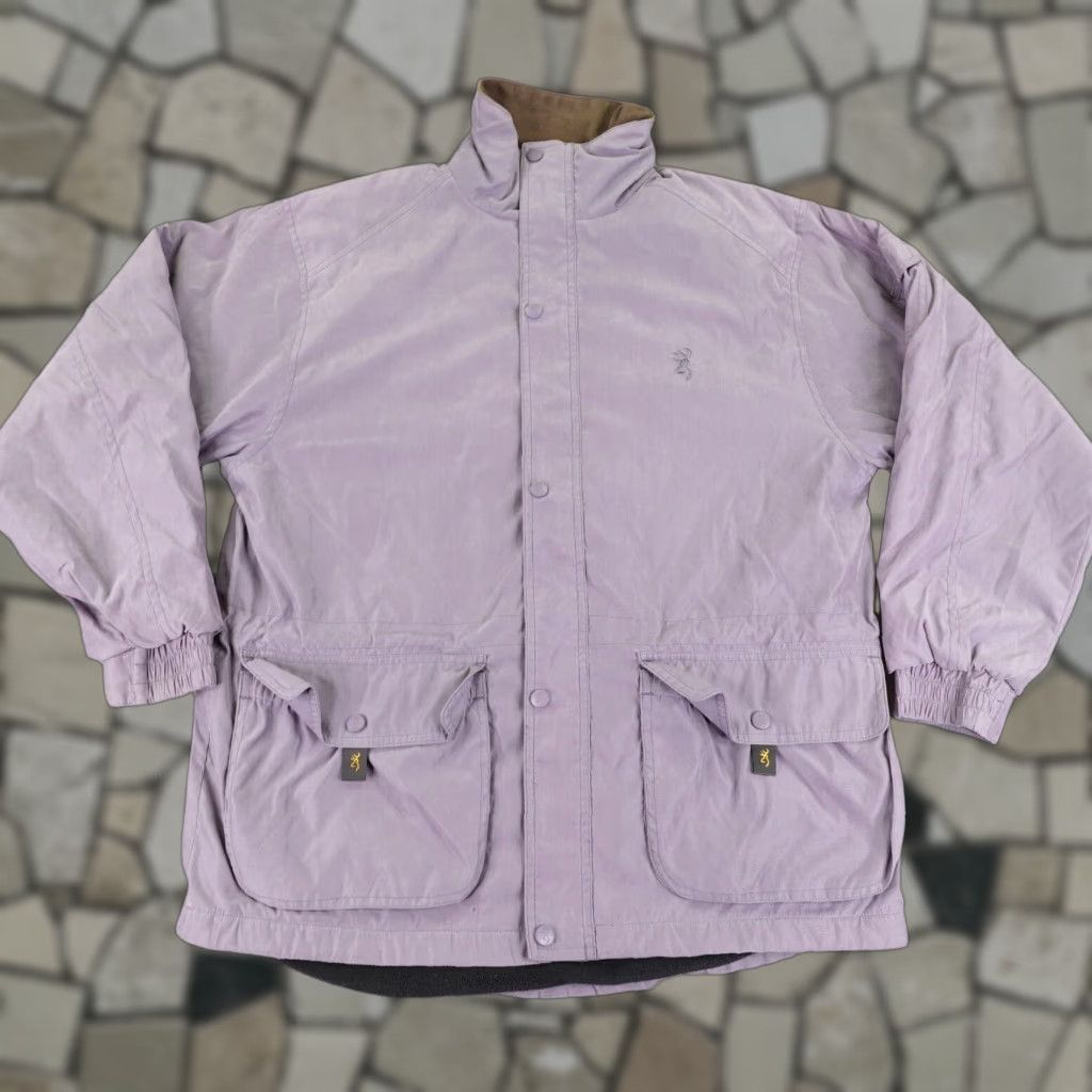 Vintage Browning Jacket Womens Medium Purple Fleece Lined Hunting Chore Barn Coat Work Parka Hooded Lined Pockets Logo Size M / US 6-8 / IT 42-44 - 1 Thumbnail