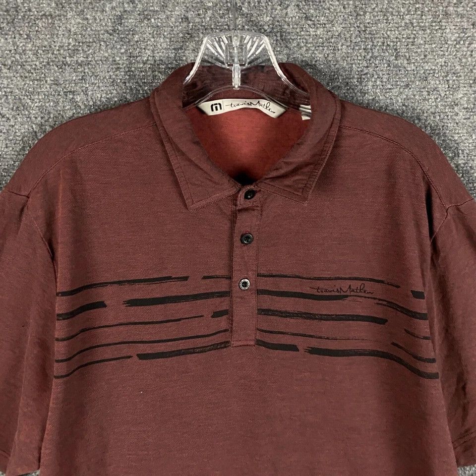 TravisMathew Travis Mathew Polo Shirt Men's Medium Burgundy Cotton M Size US M / EU 48-50 / 2 - 2 Thumbnail