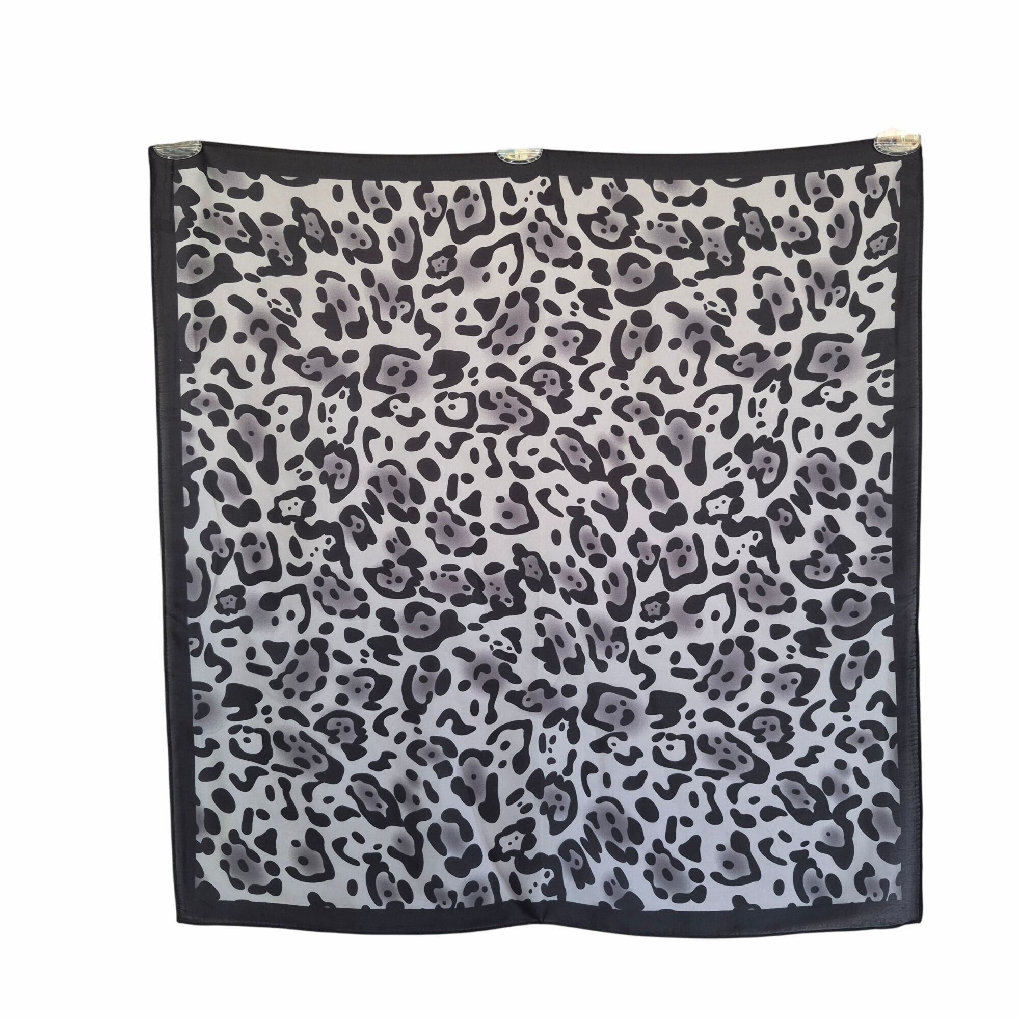 Other Luxury Elegant Grey Leopard Print Silky Satin Square Scarf F Size ONE SIZE - 2 Thumbnail