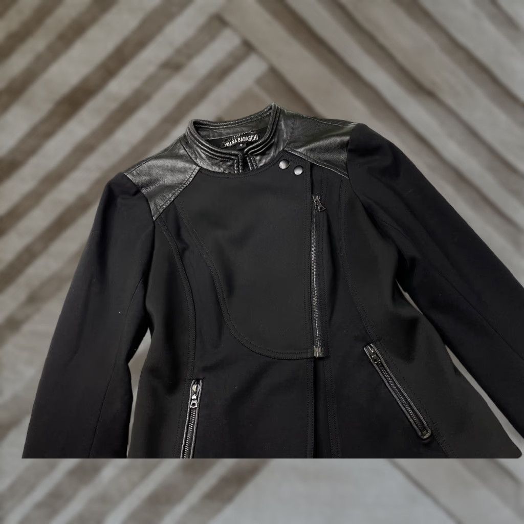 Vintage Yoana Baraschi Jacket Biker Motorcycle Sport Blazer Black Knit Lambskin Lace Sz 6 Women Regular Size M / US 6-8 / IT 42-44 - 1 Thumbnail