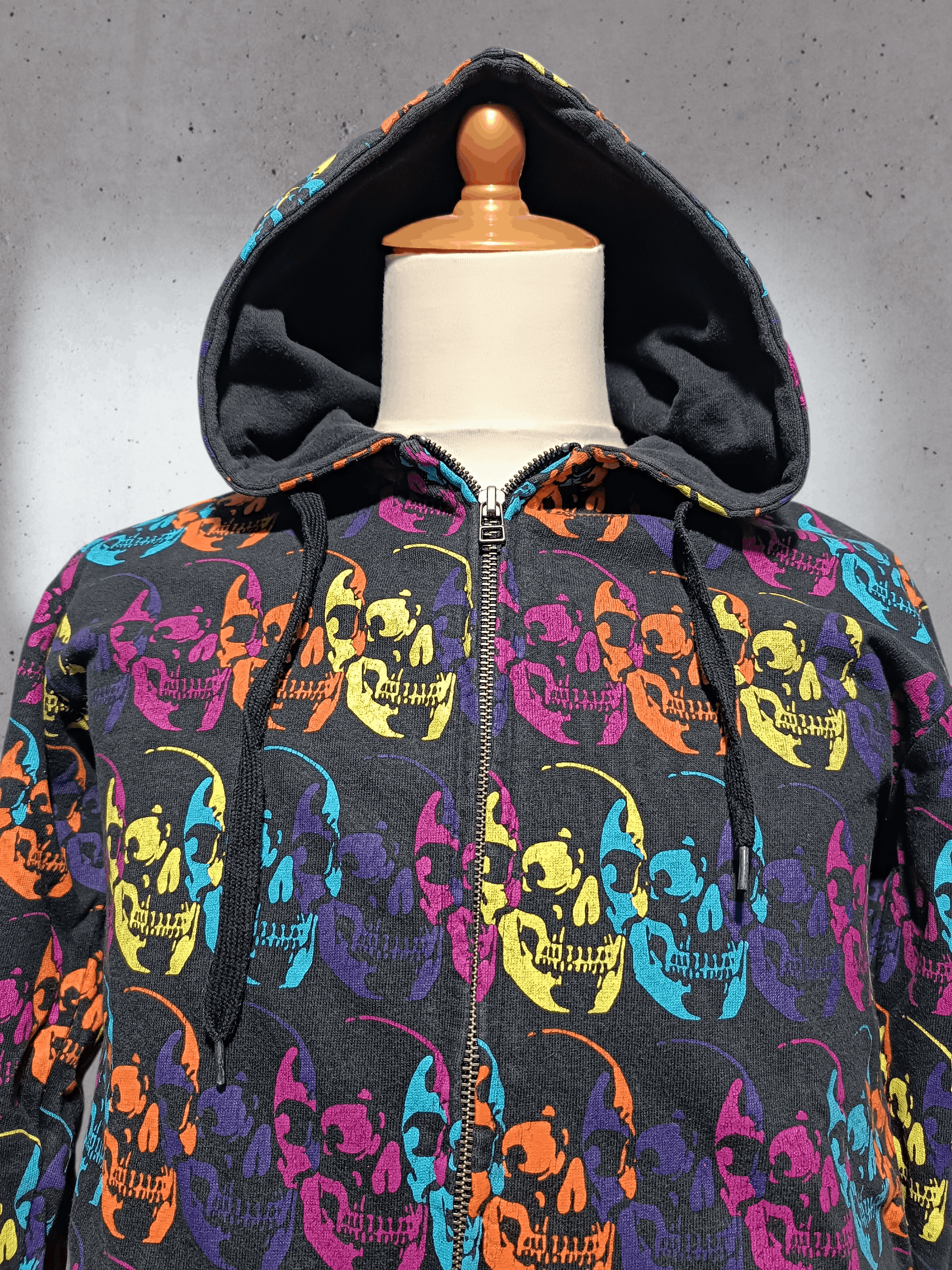 Japanese Brand Vintage Over Print Skull Zip Hoodie Size US M / EU 48-50 / 2 - 3 Thumbnail