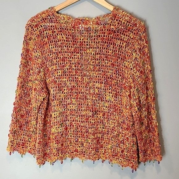 Vintage Cynthia Steffe Knit Art to Wear Cardigan Beaded Rainbow Gran Size XL / US 12-14 / IT 48-50 - 4 Thumbnail