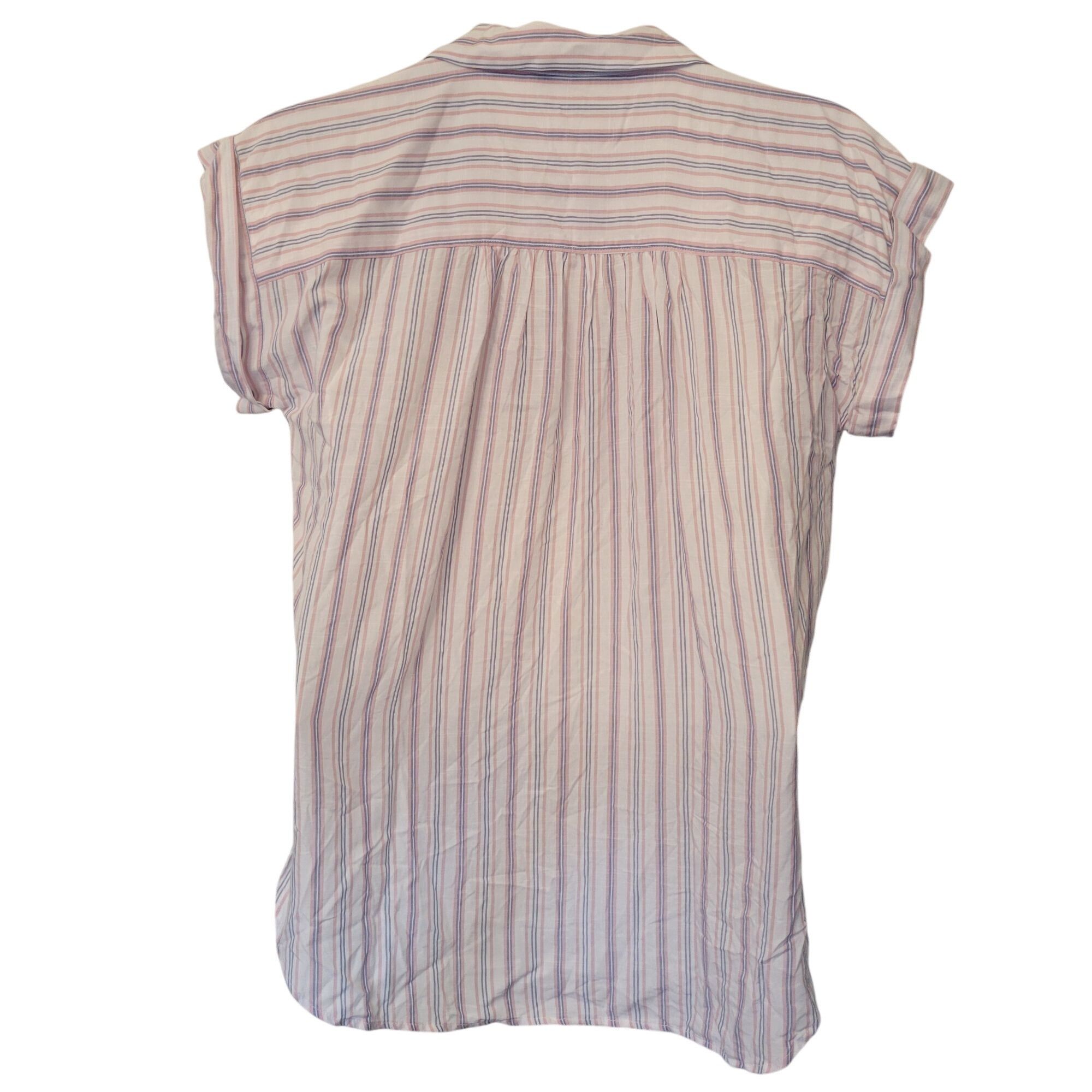 Loft Loft Striped Button Front Oversized Tunic Blouse M Rayon Pin Size M / US 6-8 / IT 42-44 - 7 Thumbnail