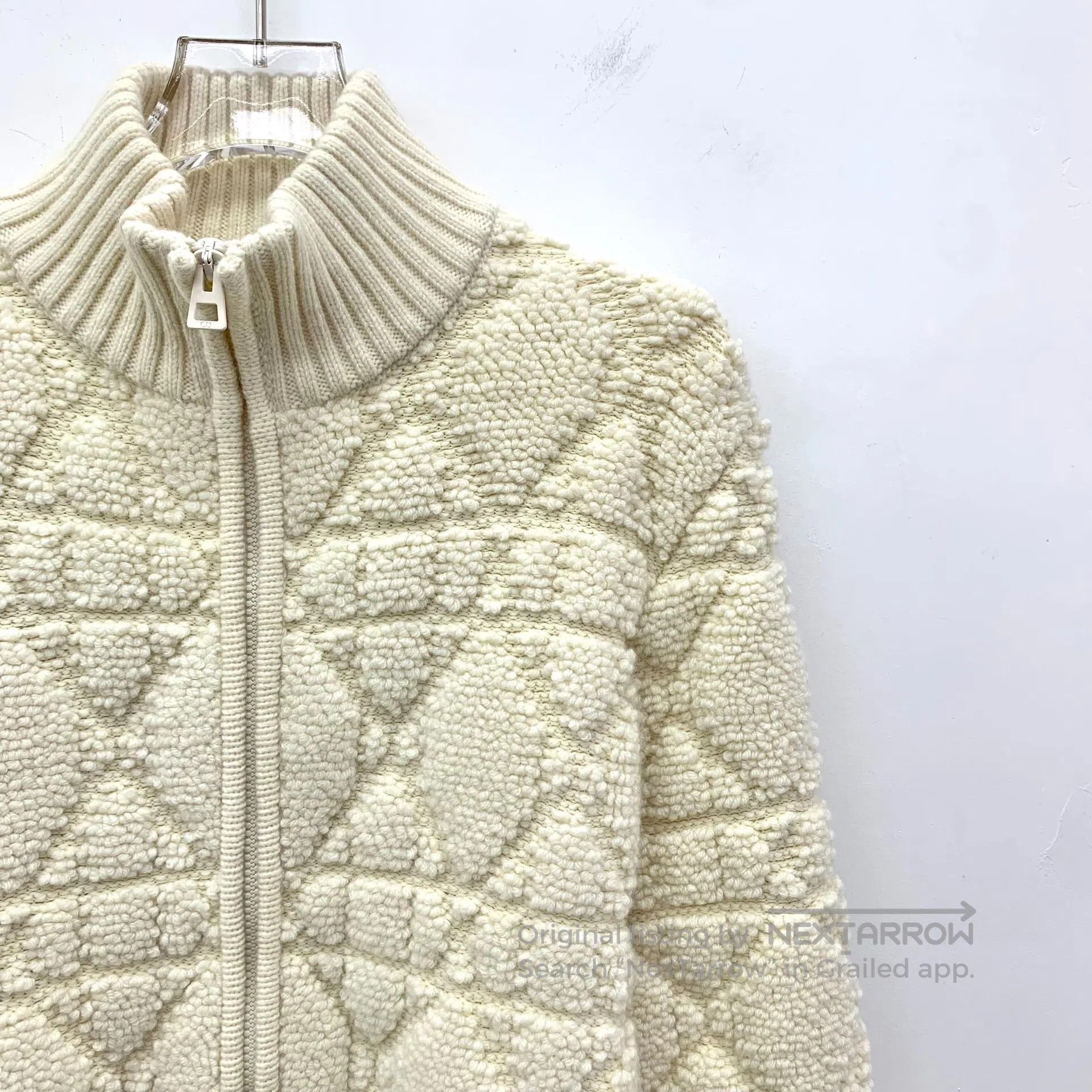 Dior Dior Beige Herringbone Cotton Wool Stand Collar Zipper Lon Size XS / US 0-2 / IT 36-38 - 3 Thumbnail