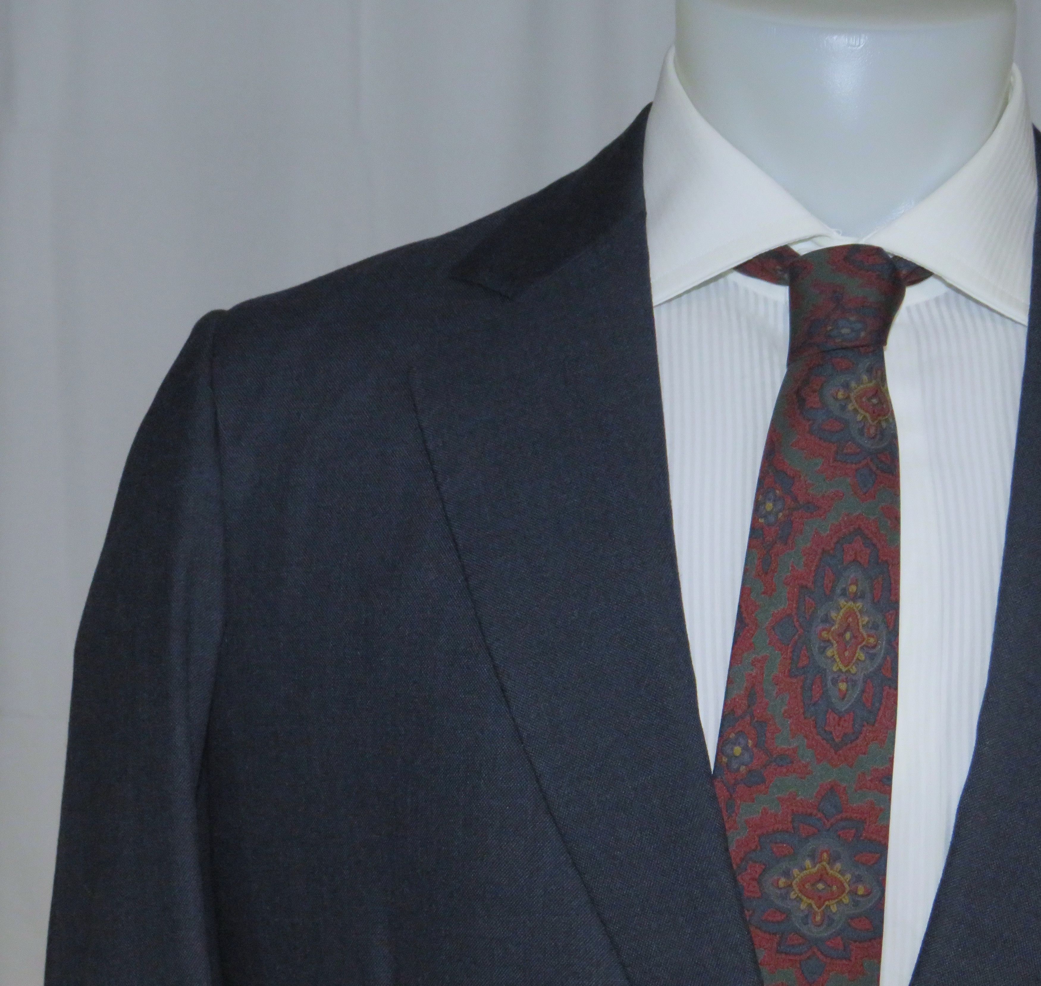Henry Poole Savile Row Bespoke VTG Blue Hopsack Two Button Suit 40R Size 40R - 7 Thumbnail