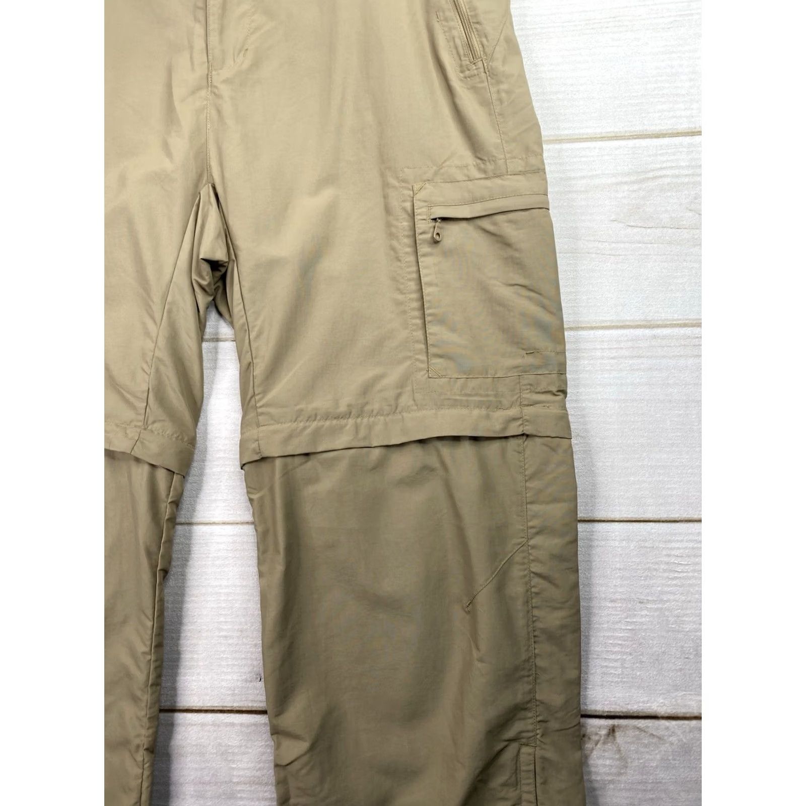 Vintage REI Womens Convertible Cargo Pants 16 Tall Nylon Khaki Zip Off Leg UPF 50+ Beige Hiking Mens Womens Girls Boys (adjusted within rules? No new info) Size 38" / US 16 / IT 52 - 2 Thumbnail