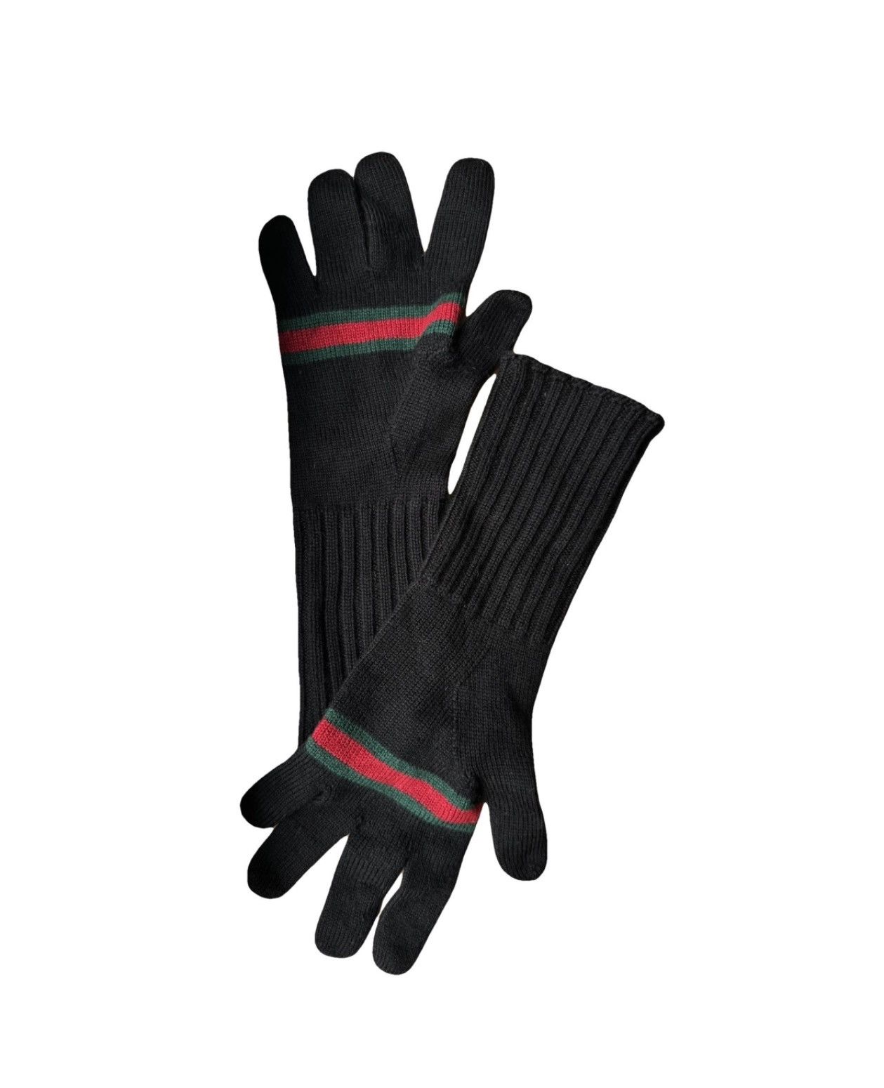 Designer × Gucci Gucci Wool Black Stripes Gloves Size ONE SIZE - 1 Thumbnail